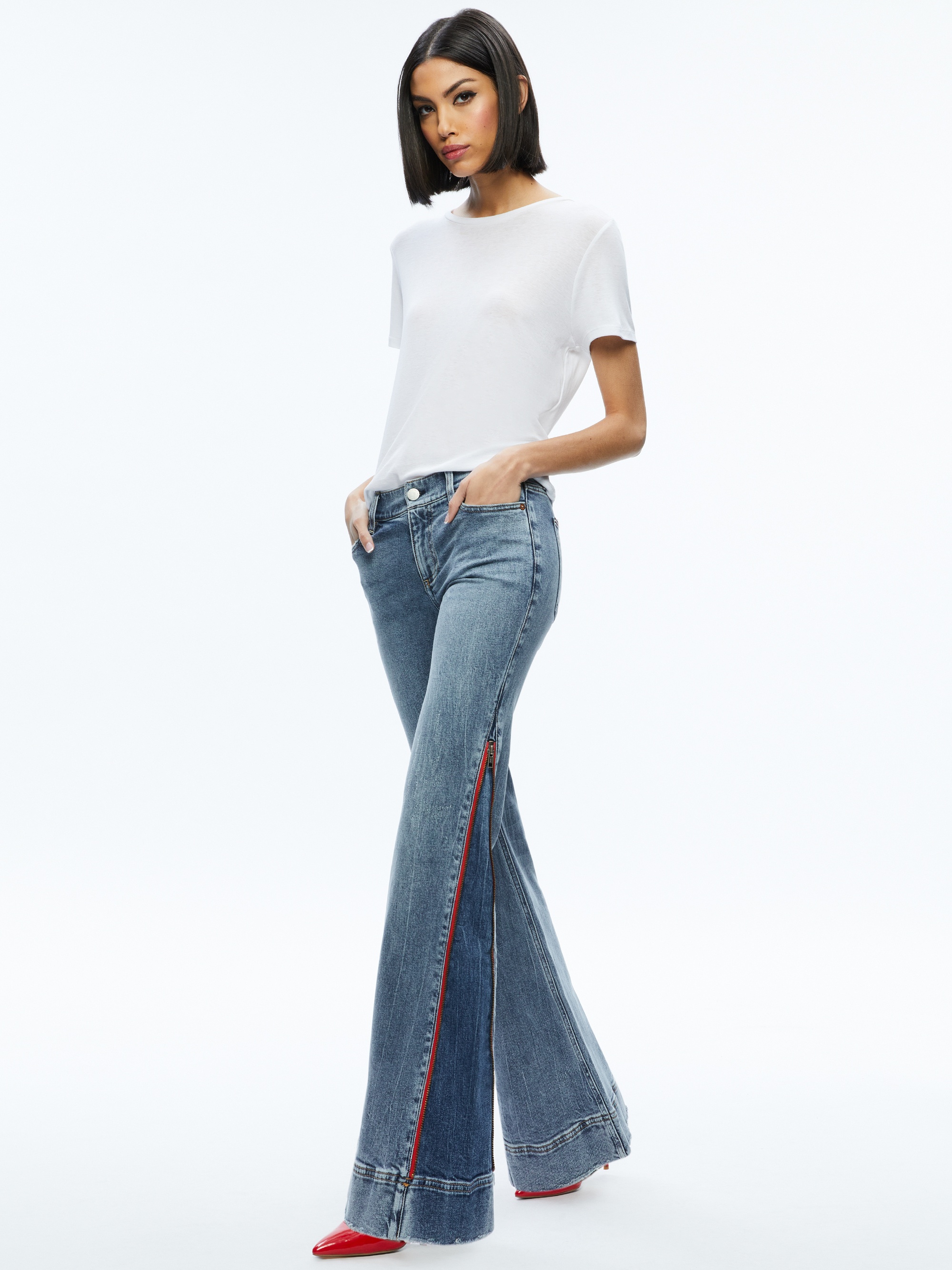 REY SIDE ZIPPER WIDE LEG JEAN - 2