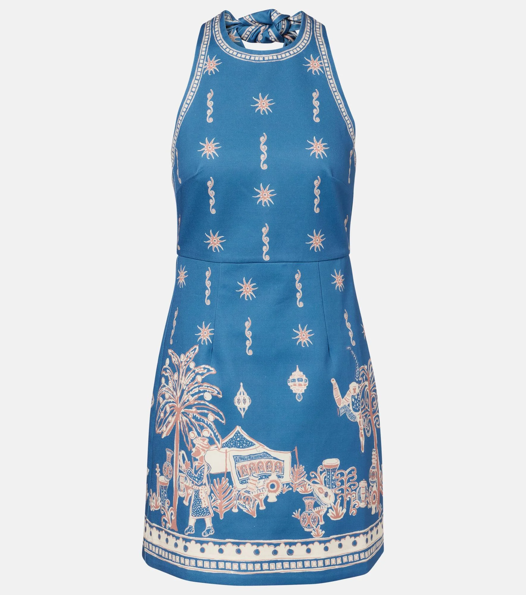 Acacia printed halterneck cotton minidress - 1