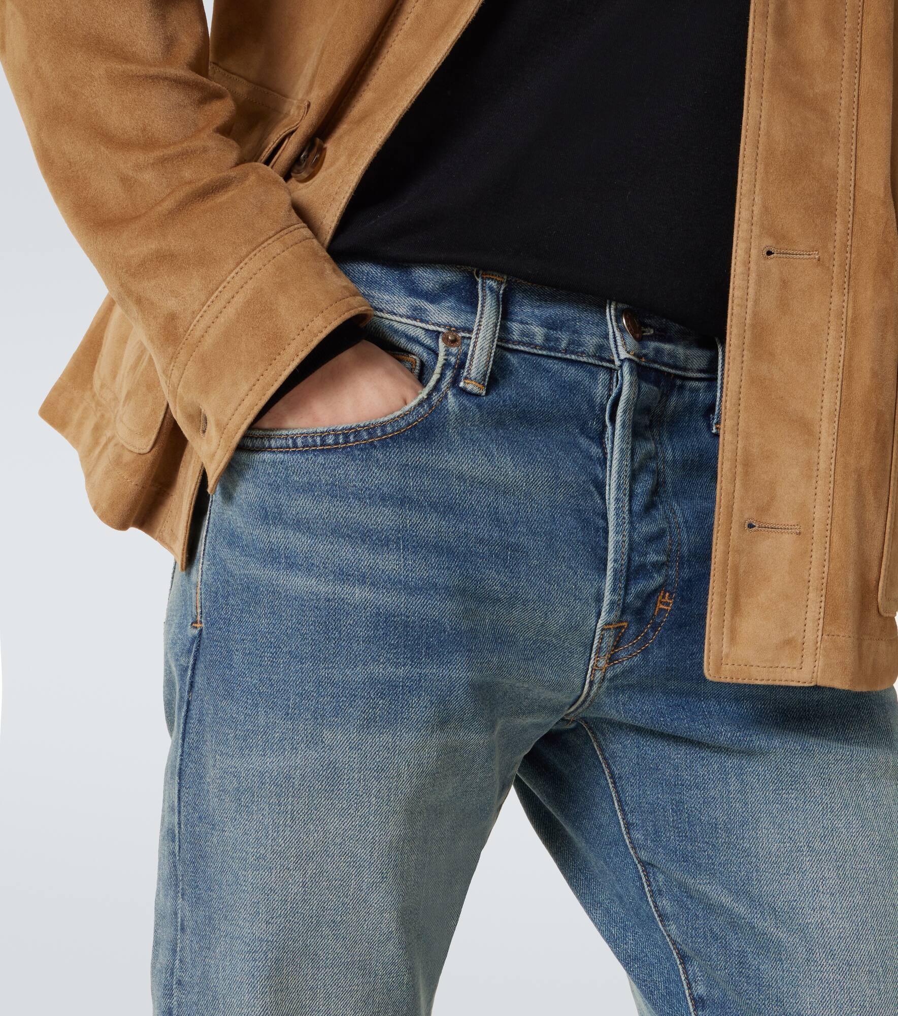 Distressed straight jeans - 5