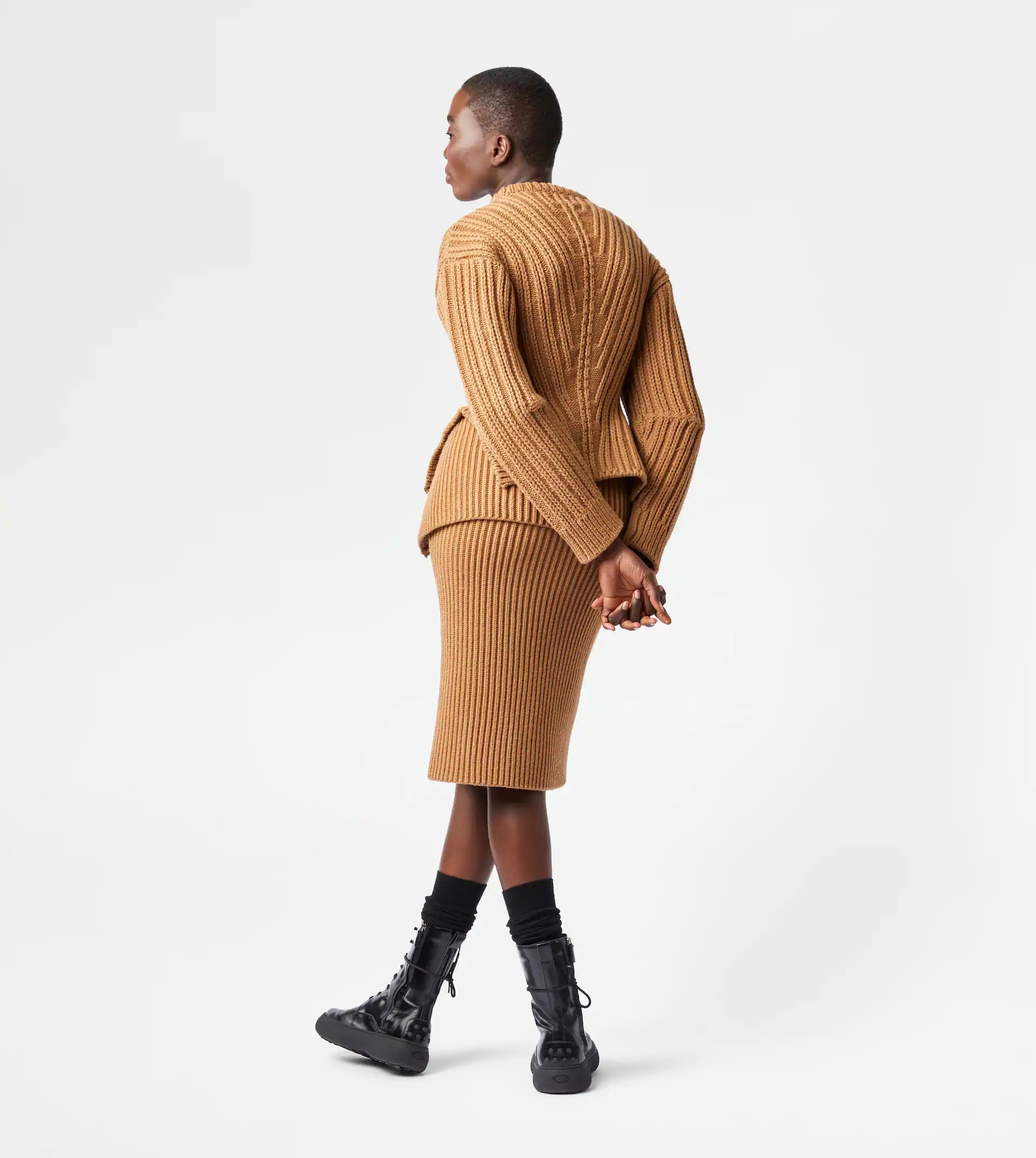 CASHMERE BLEND MIDI-SKIRT - BROWN - 3