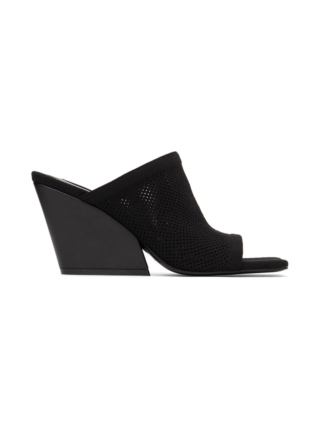 Black Knit Mesh Mules - 1