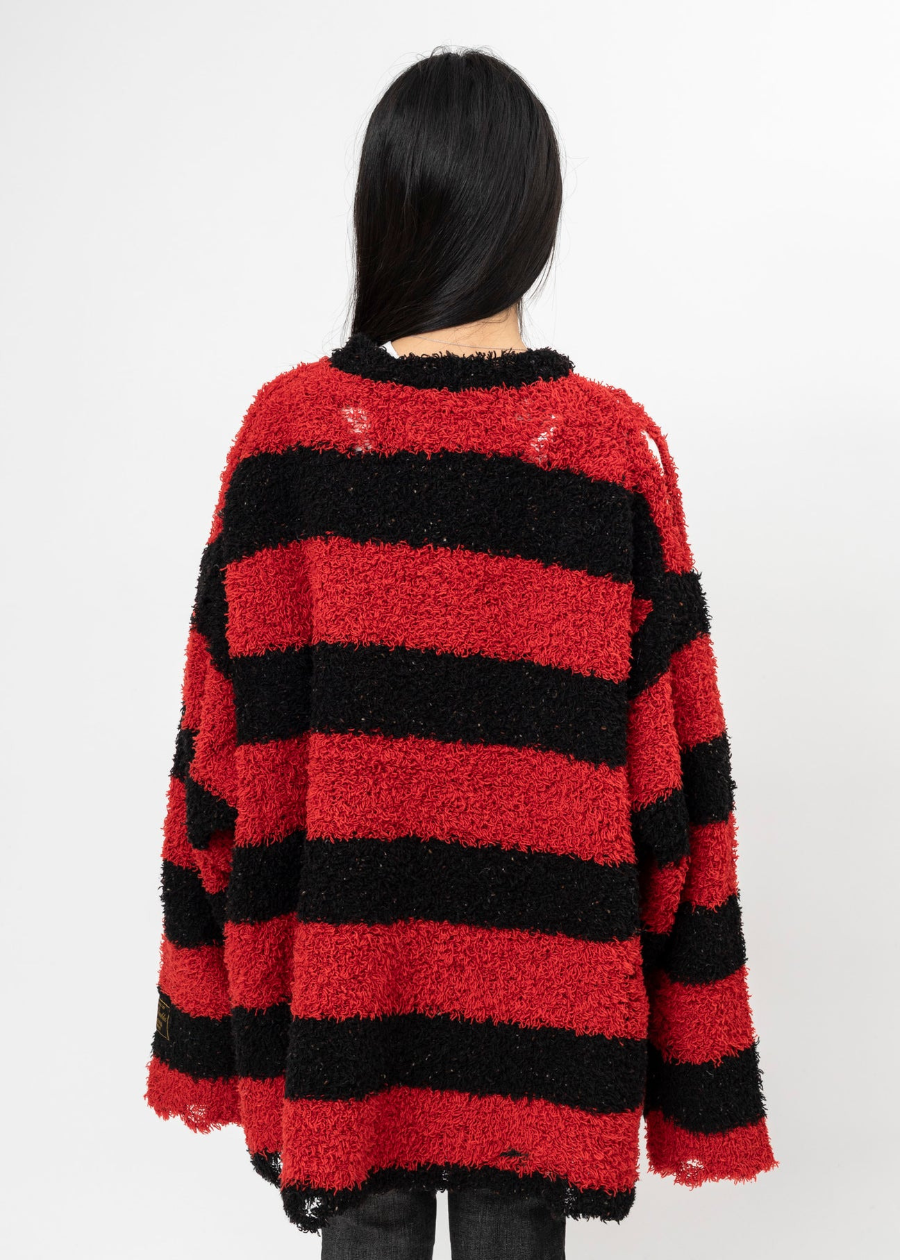 BLACK AND RED DOUBLET RECYCLED WOOL STRIPE KNIT - 3