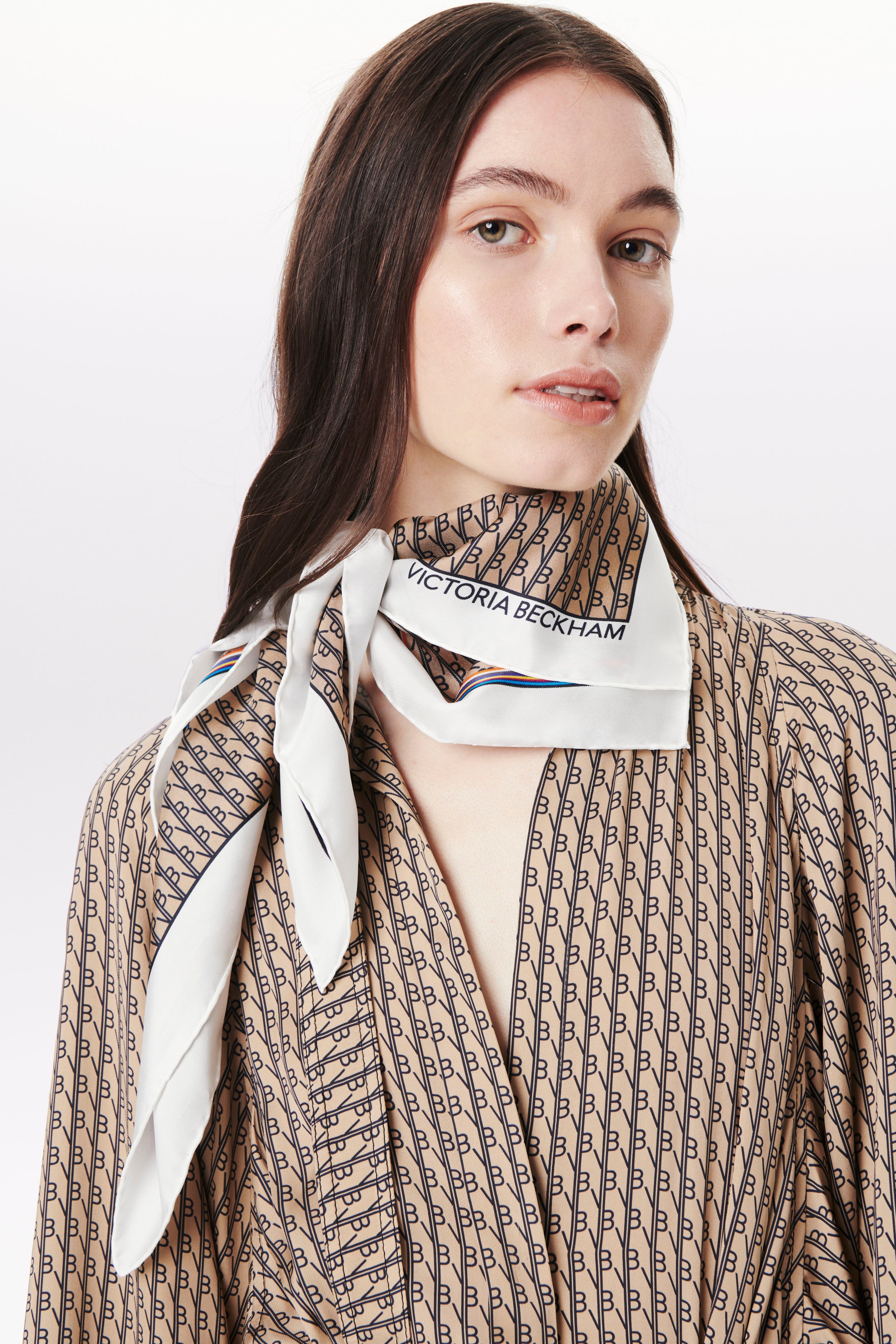 Silk Foulard in Camel Monogram - 4