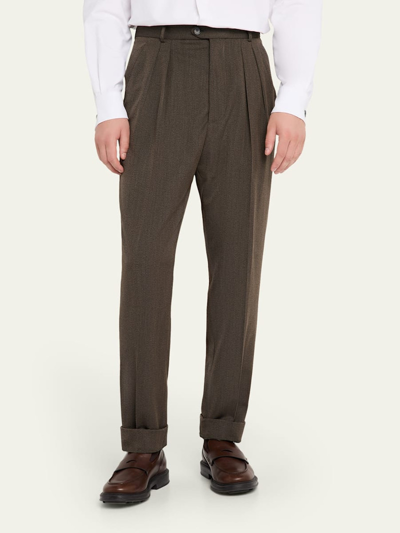 Loro Piana Men's Stafford Wool Twill Pleated Trousers outlook