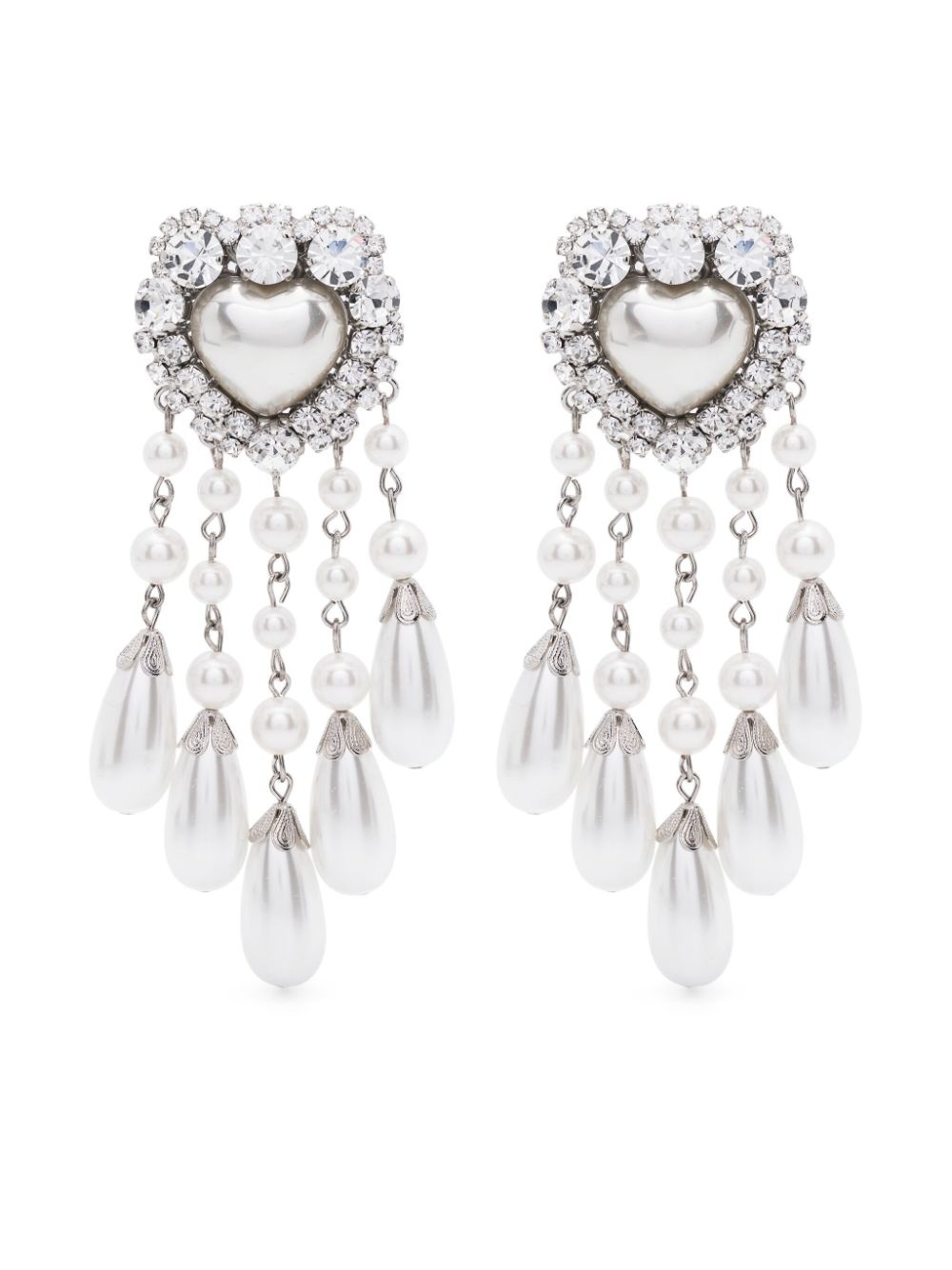 heart-shape crystal-embellished drop earrings - 1