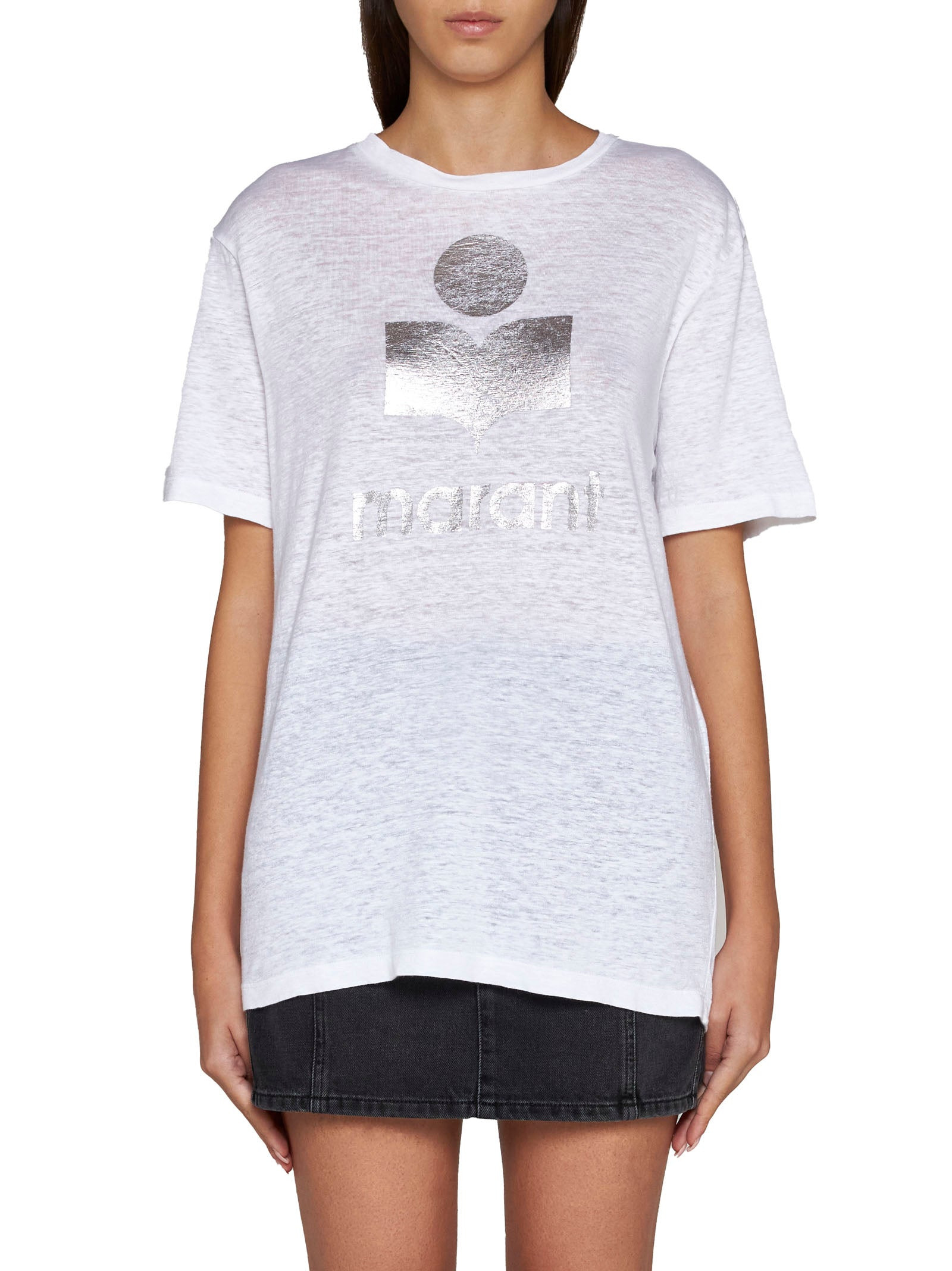 Marant Etoile Women Zewel Logo Linen T-Shirt - 3