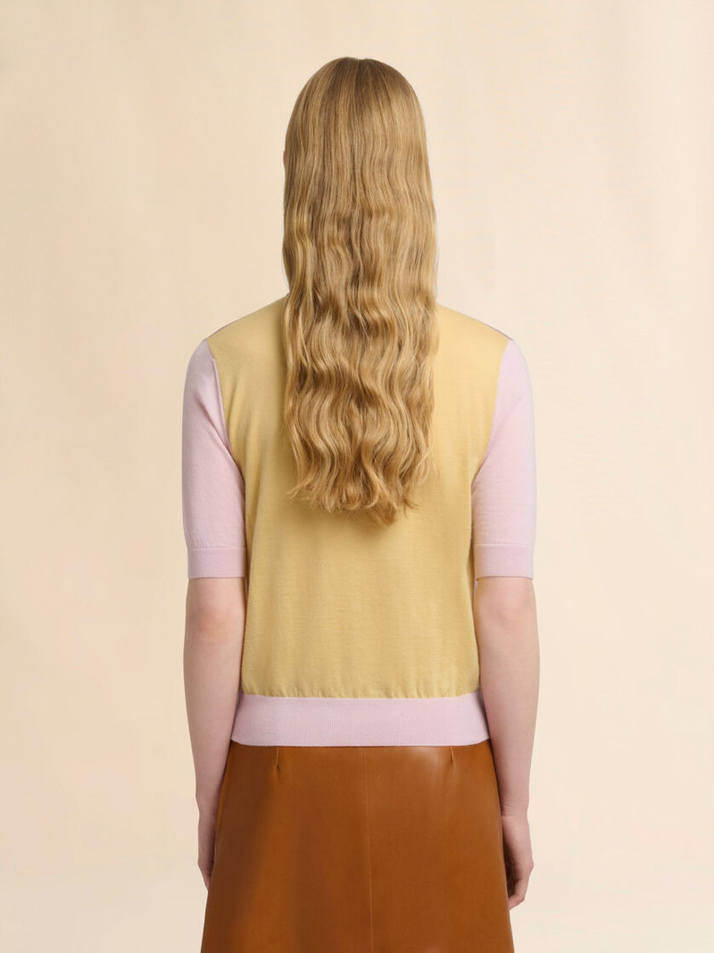 PINK COLOUR-BLOCK WOOL-SILK POLO SHIRT 3