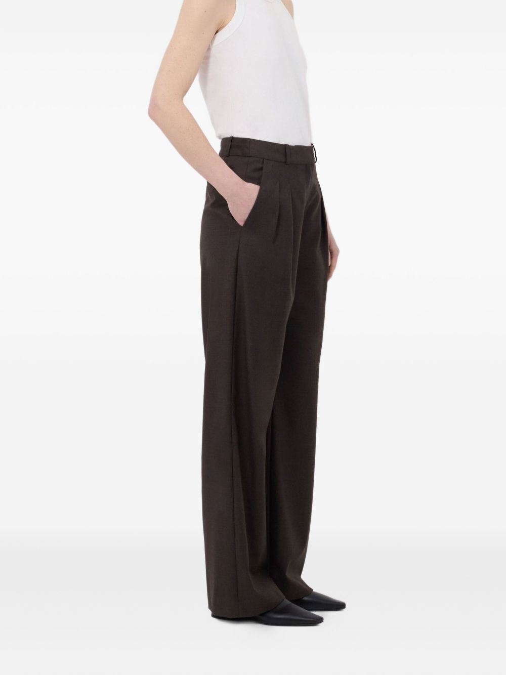 pleated straight-leg trousers - 3