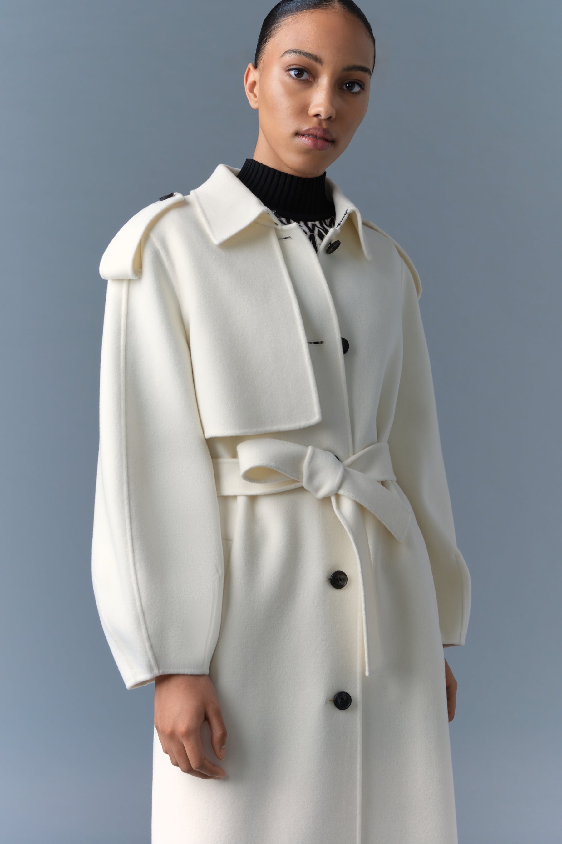 CEYLA Double-Face Wool Coat with Sash Belt - 5