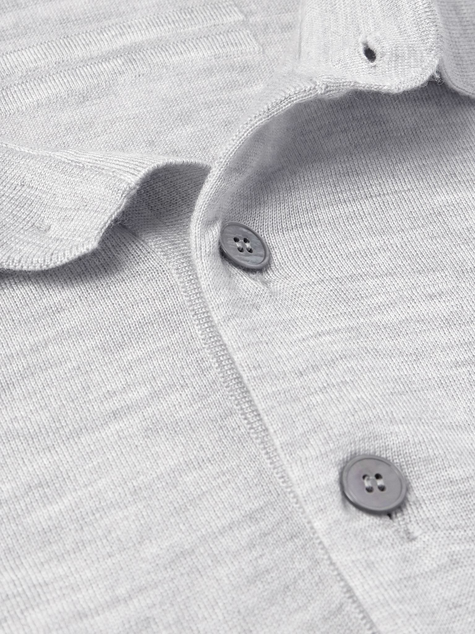 Cashmere and Silk-Blend Polo Shirt Gray - 5