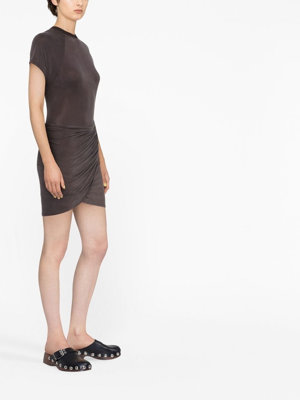 draped short-sleeve dress - 4