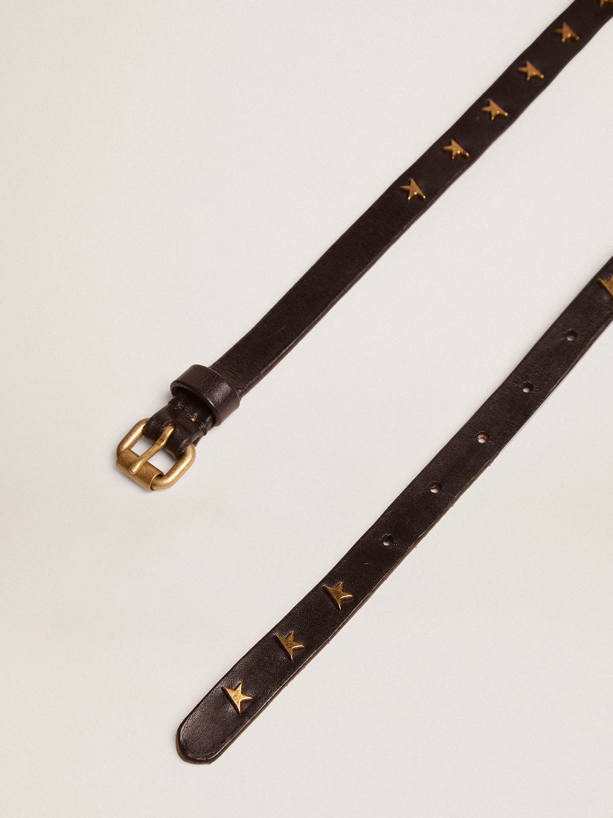 Women's belt in black leather with star-shaped studs - 2
