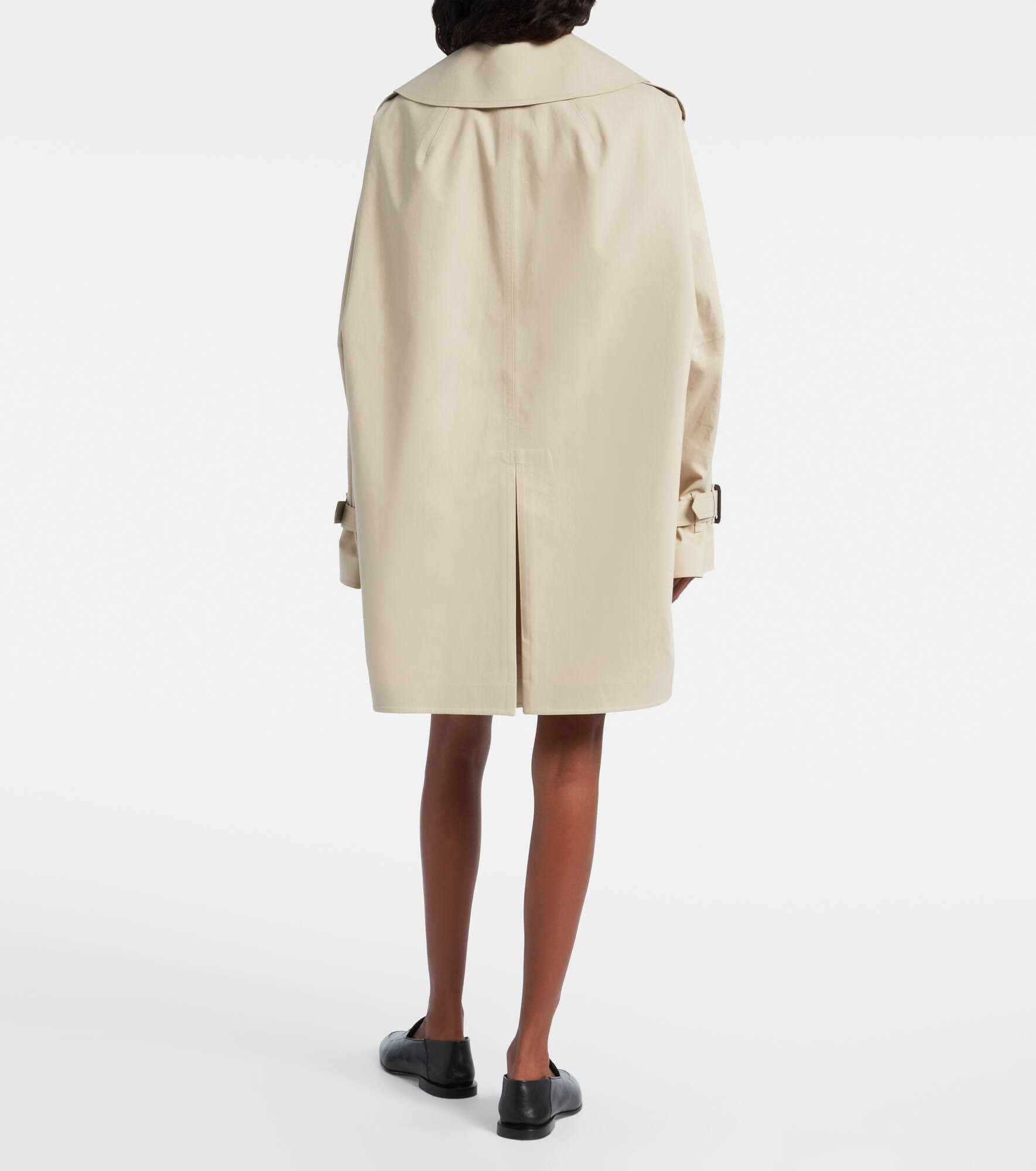 Double-breasted cotton trench coat - 3