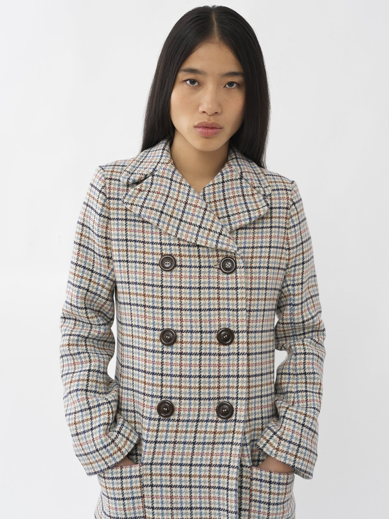 LONG CHECKED COAT 5