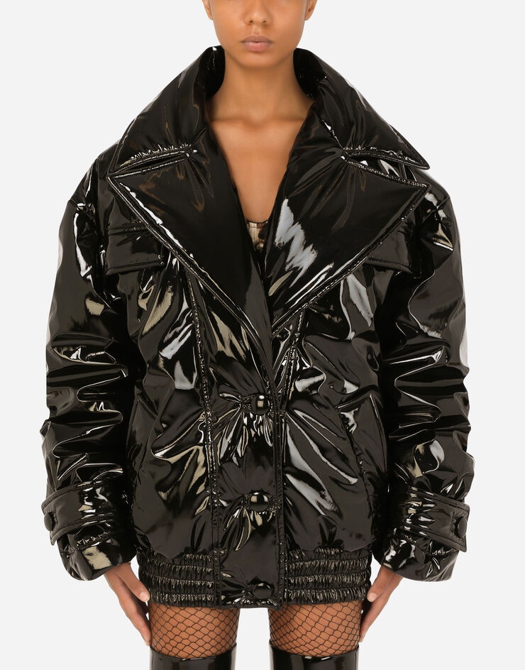 Padded patent leather jacket - 1