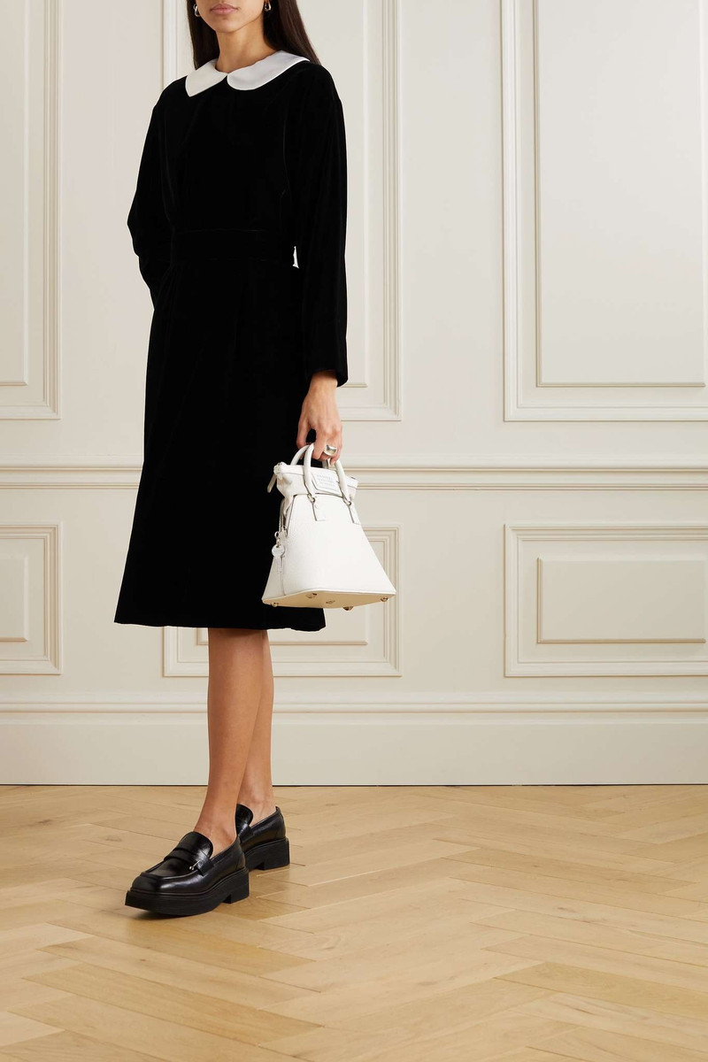 Comme des Garçons GIRL Belted satin-trimmed velvet dress outlook
