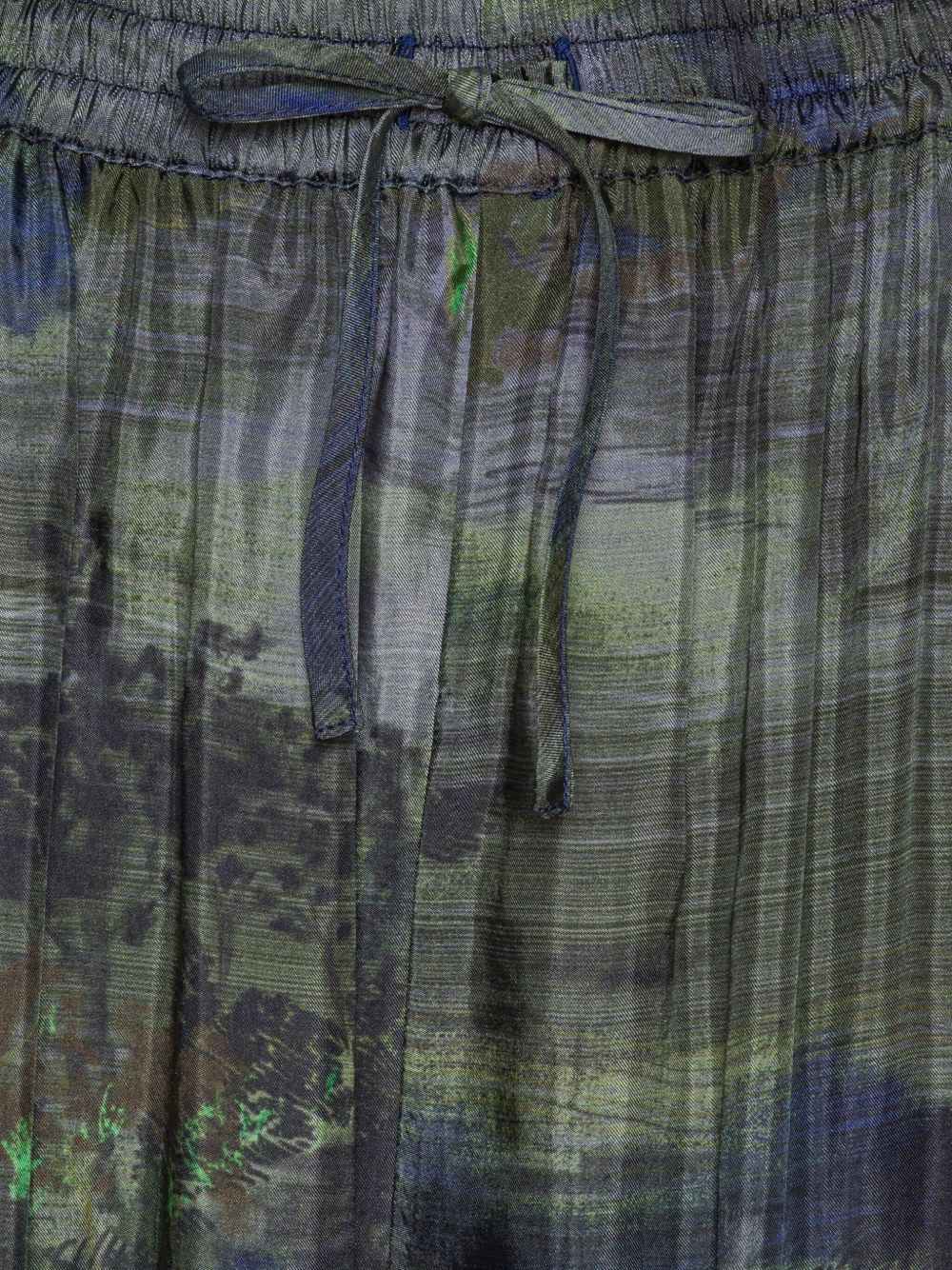 landscape-print drawstring straight trousers - 3