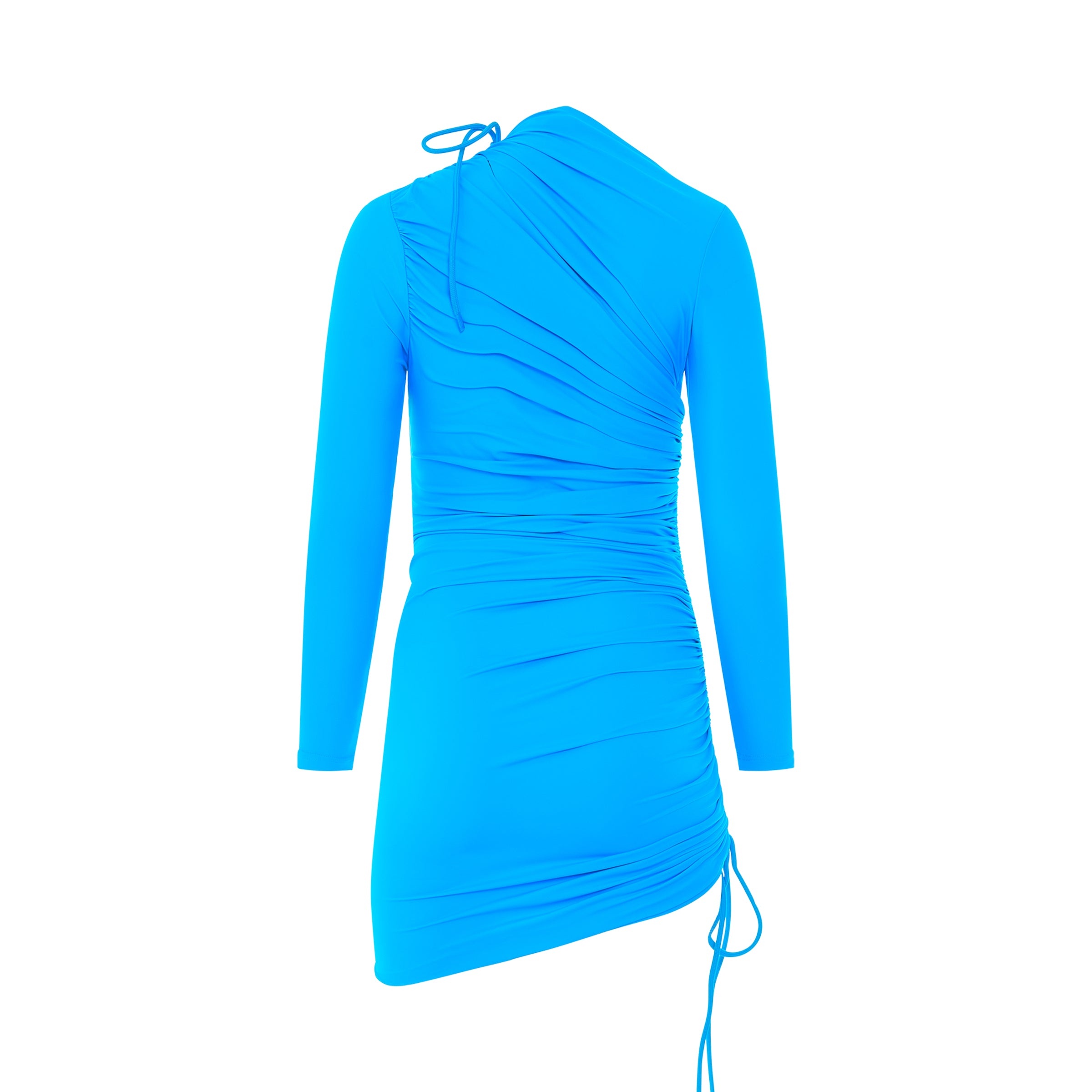 Mini Matte Spandex Dress in Cyan - 4