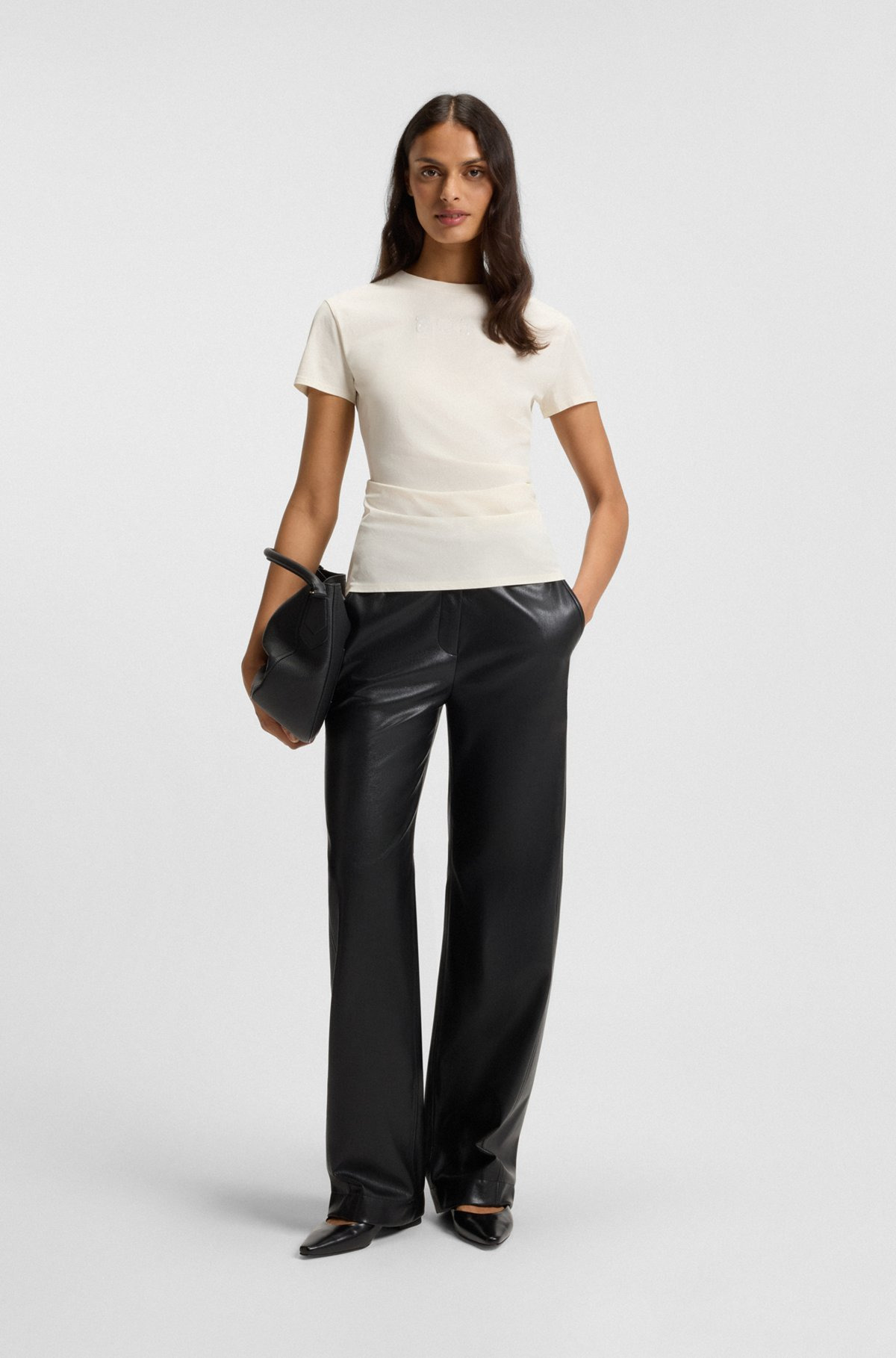 SLIM-FIT T-SHIRT IN MERCERIZED COTTON WITH EMBELLISHED LOGO - 3
