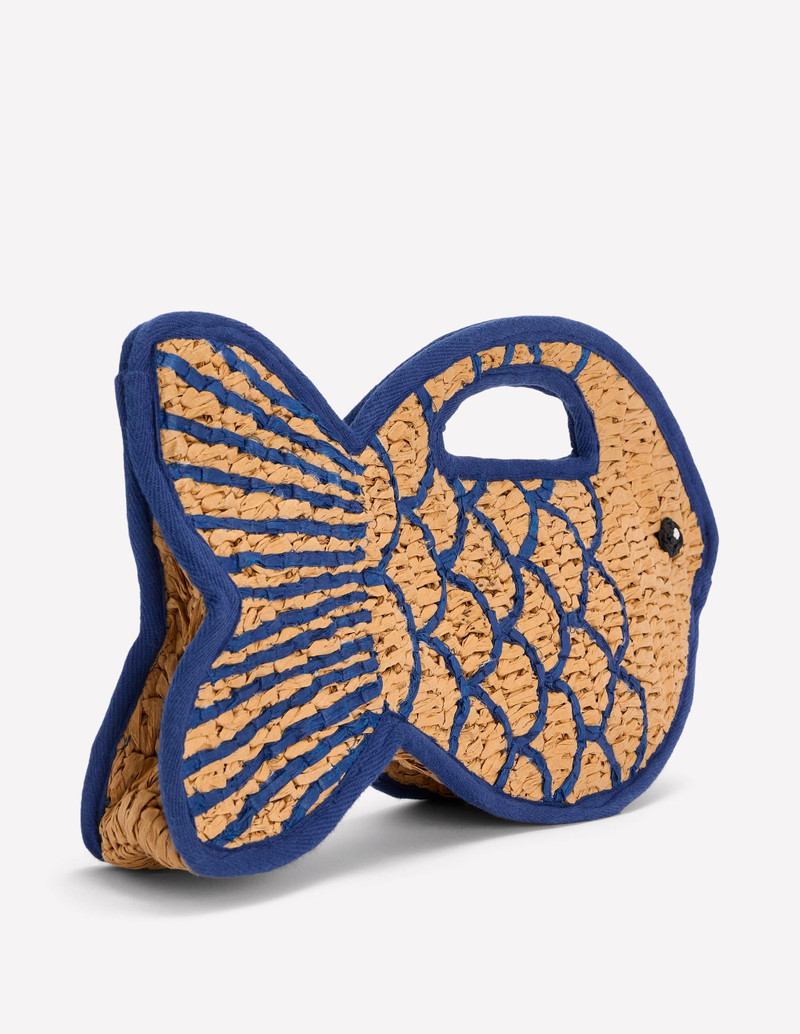 Novelty Fish Clutch-Natural/Bright Blue 3