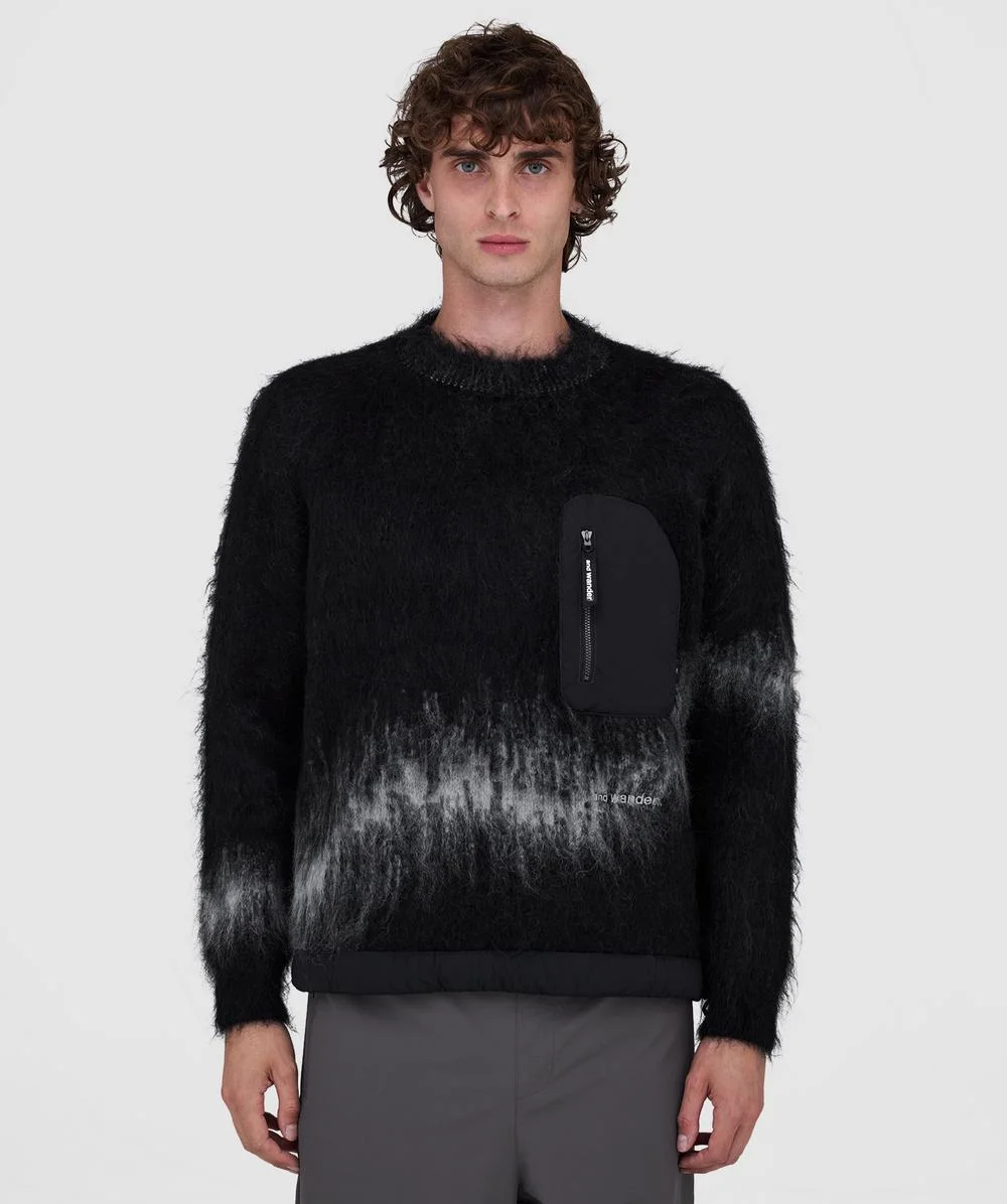 Jacquard shaggy knit sweater - 1