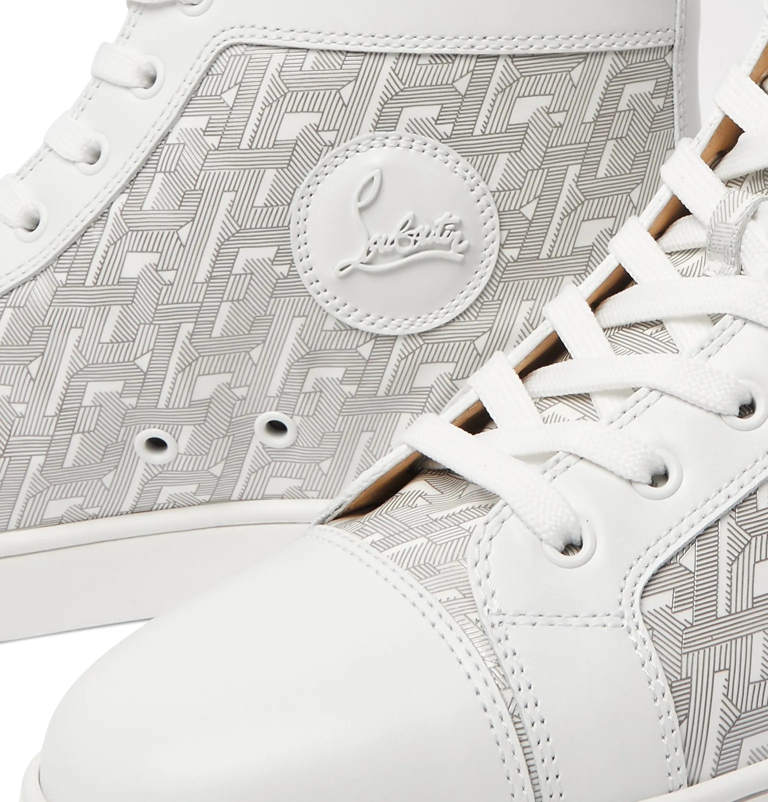 Louis Smooth and Logo-Print Patent-Leather High-Top Sneakers - 7