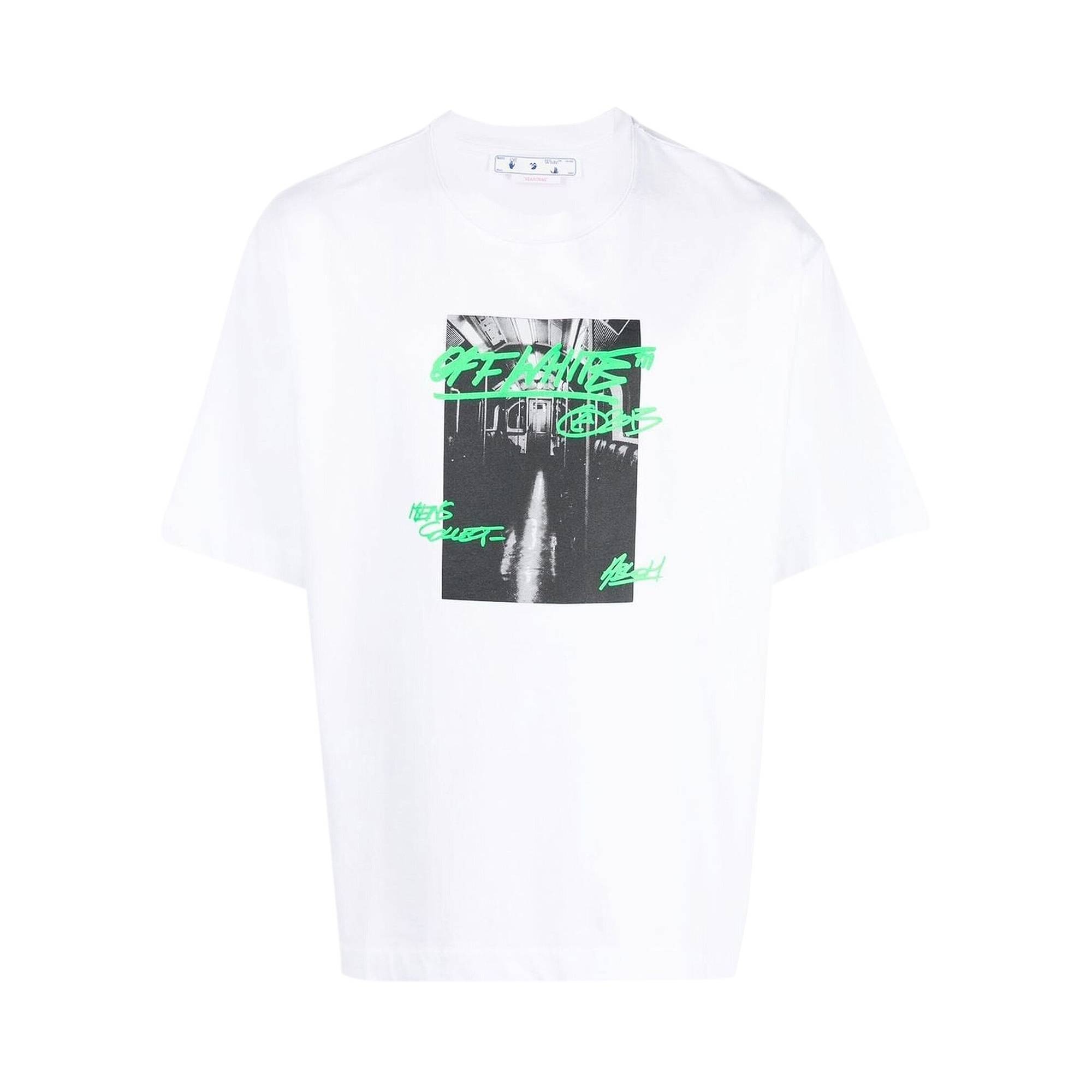 Off-White Metro Type Over Skate Short-Sleeve Tee 'White/Green' - 1