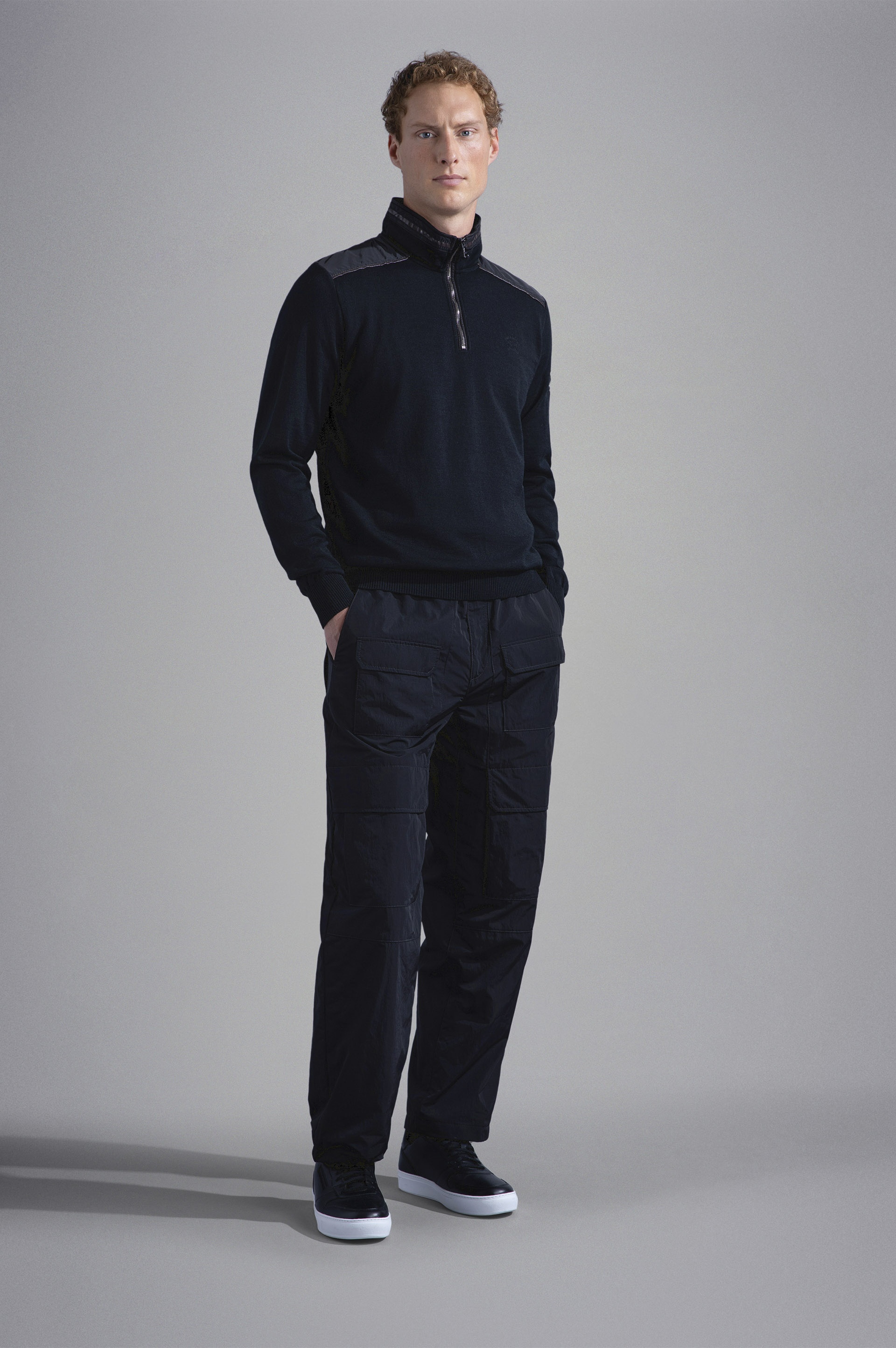 MERINO WOOL SWEATER WITH NYLON DETAILS - 2