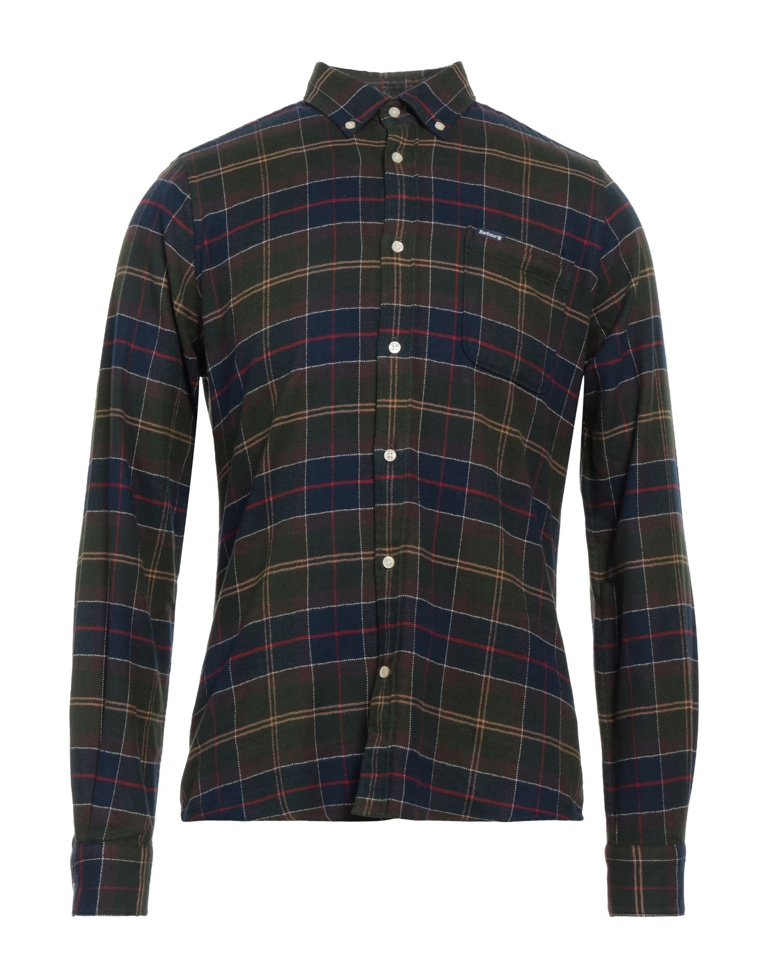 Military green Men's Checked Shirt - 1