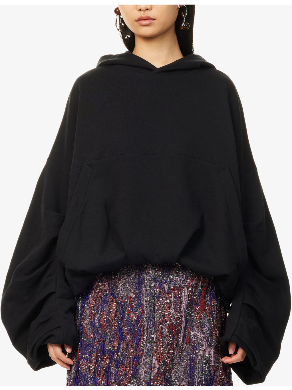 Hannett Oversized Ruched-Hem Cotton-Jersey Hoody - 3