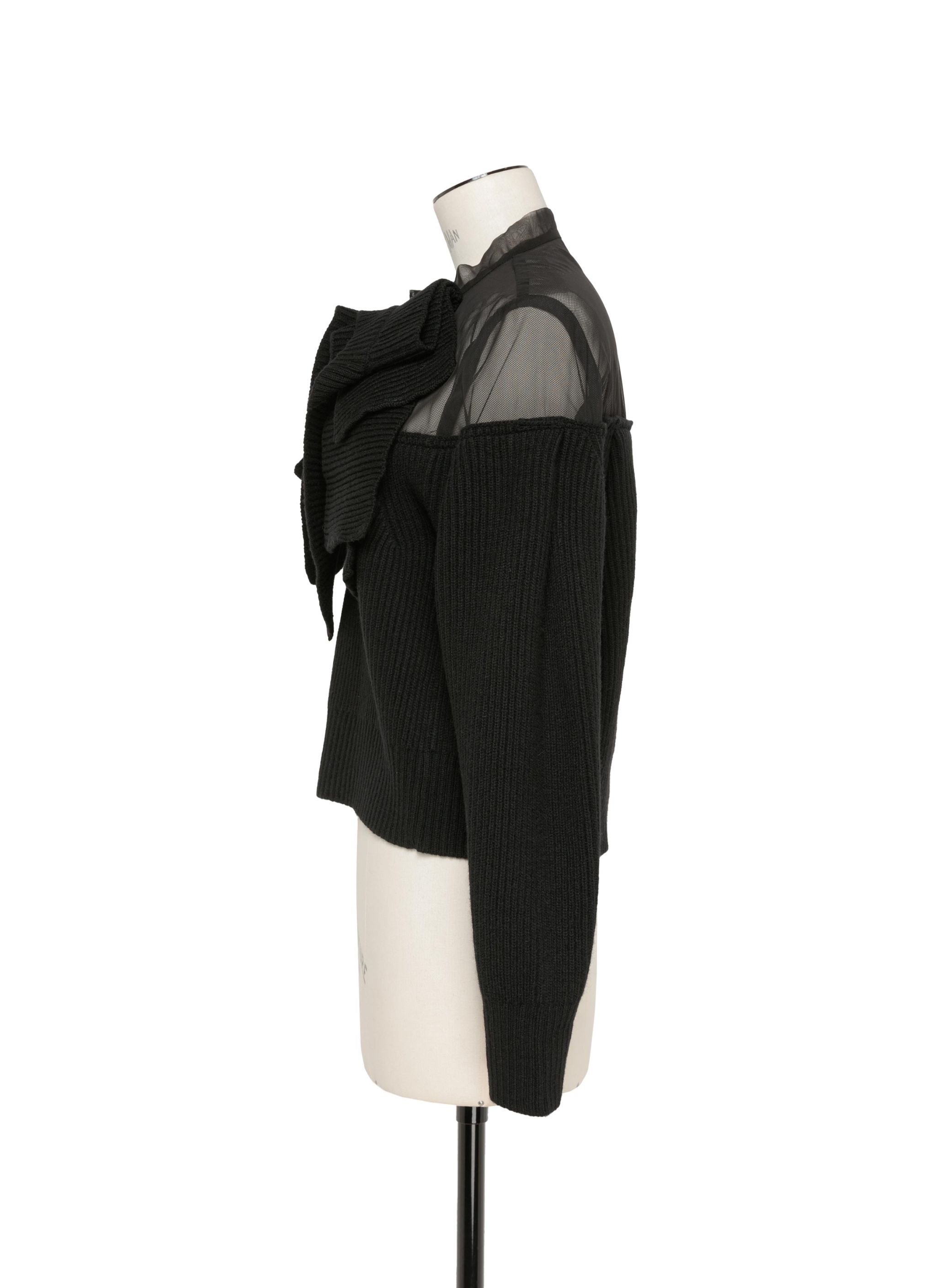 トップス sacai Chiffon Mix Wool Knit Cardigan トップス sacai Chiffon Mix Wool Knit Cardigan sacai Chiffon Mix