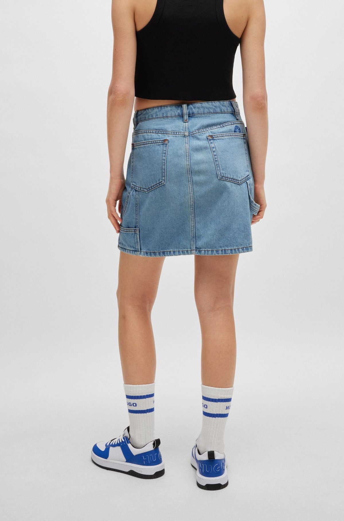 BLUE MINI SKIRT IN RIGID DENIM - 4