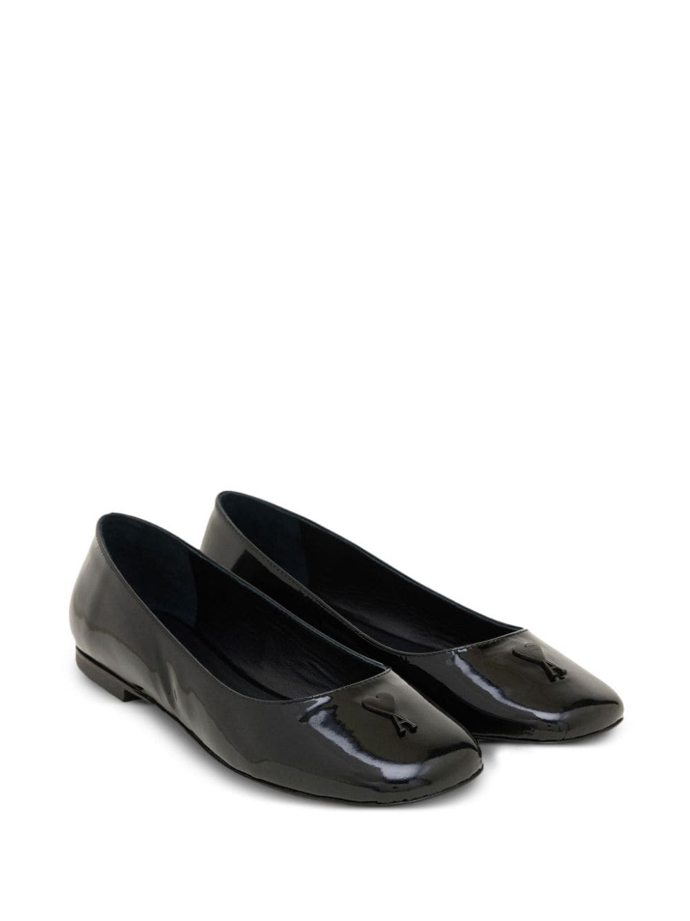 logo-embossed leather ballerina shoes - 2