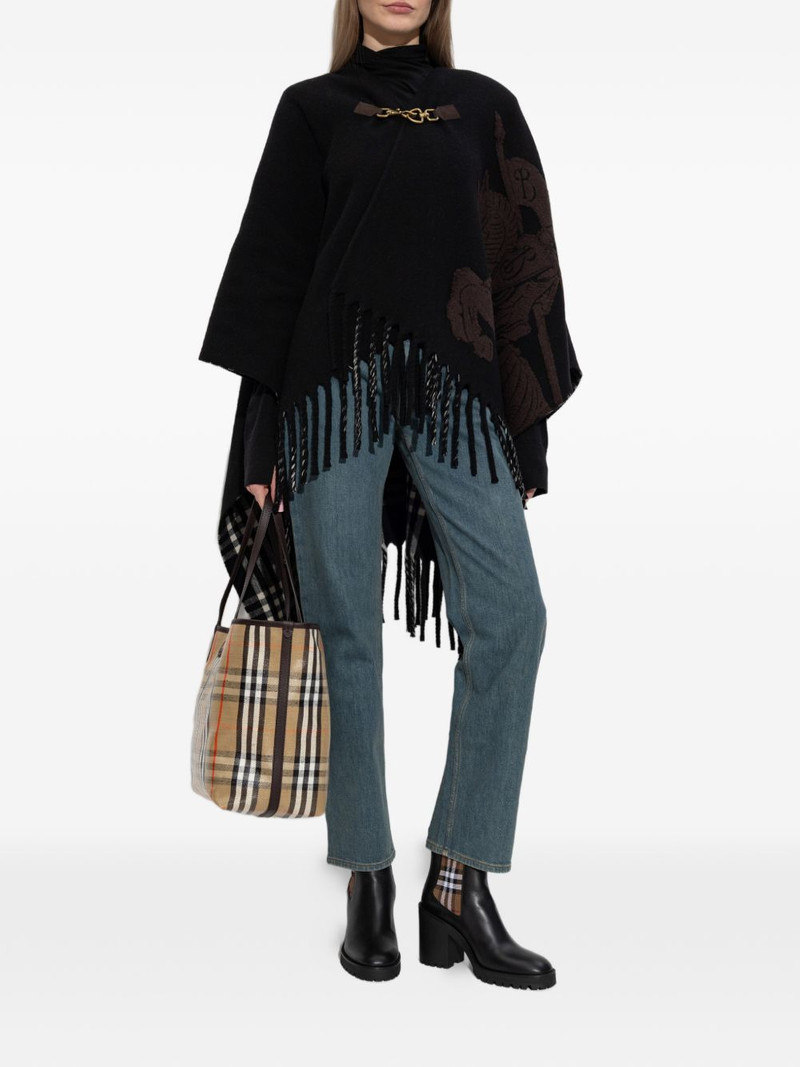 Burberry fringed wool poncho outlook
