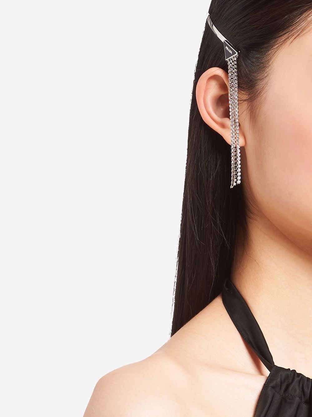 rhinestone-embellished triangle logo hairpin set - 2