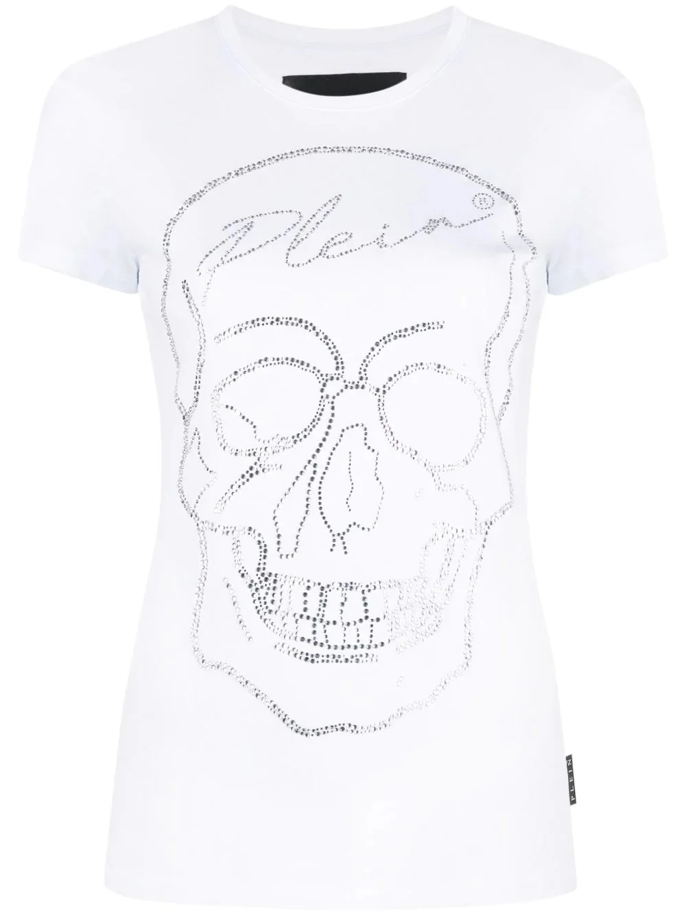 skull motif rhinestone-embellished T-shirt - 1