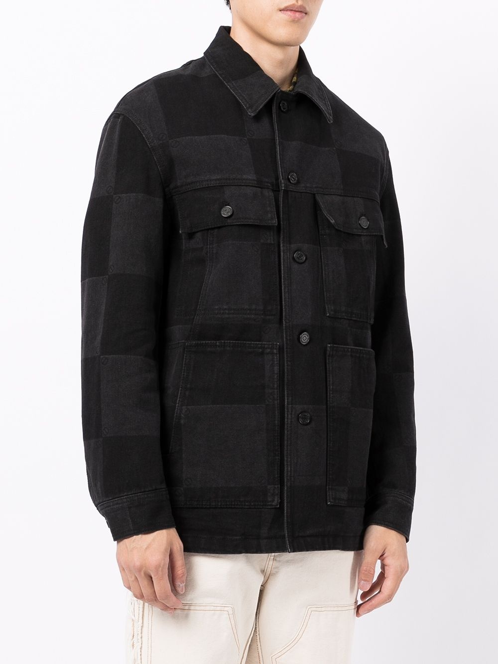 checked denim shirt jacket - 3