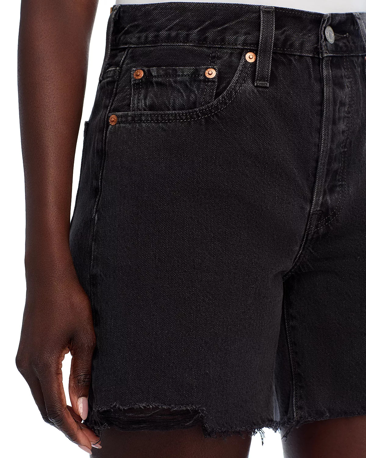501 Mid Thigh Denim Shorts in Lunar Black - 8