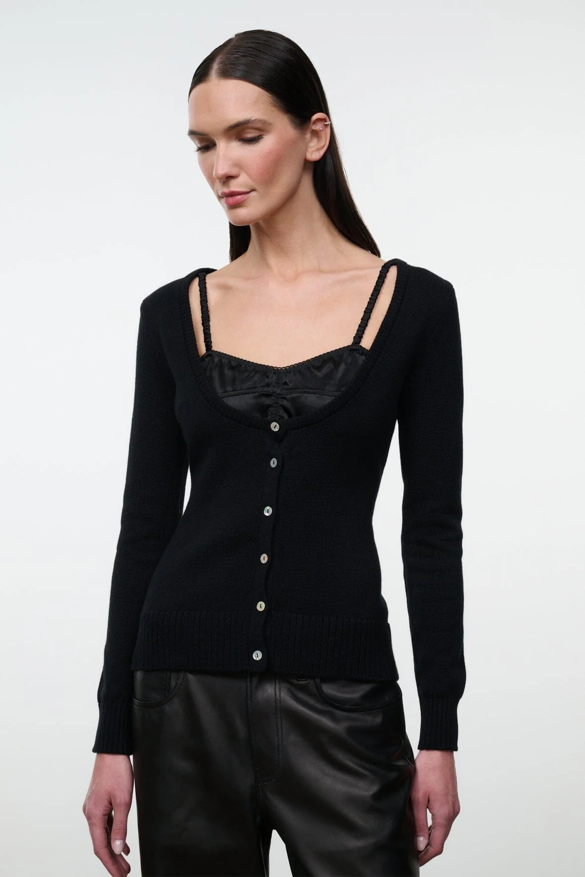 STAUD NATASHA CASHMERE SWEATER BLACK - 1