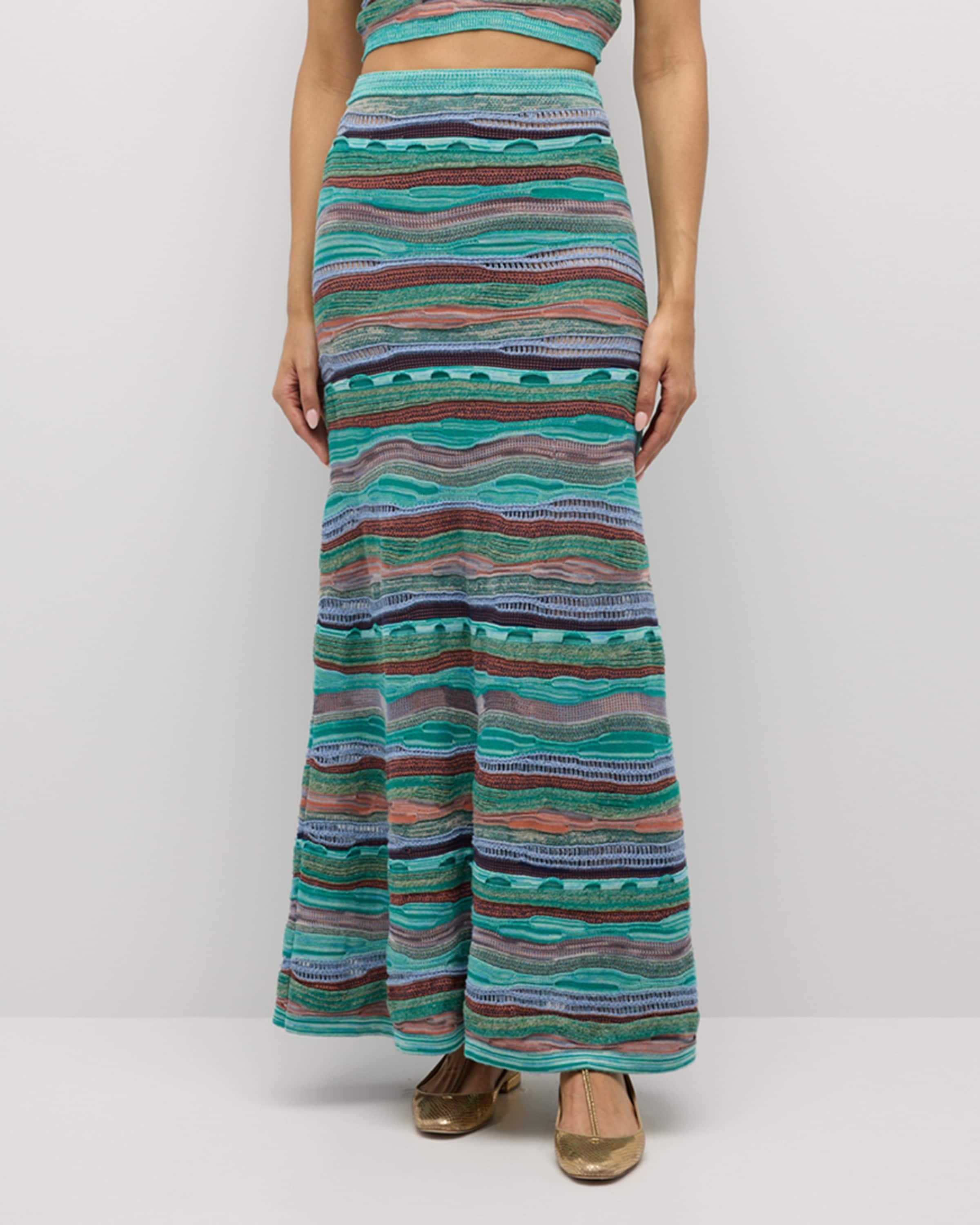 Rosen Multicolor Knit Maxi Skirt - 2