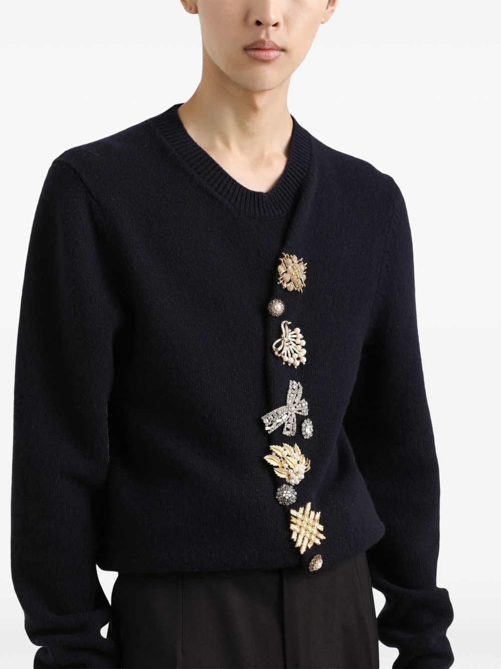 brooch-detail jumper - 4