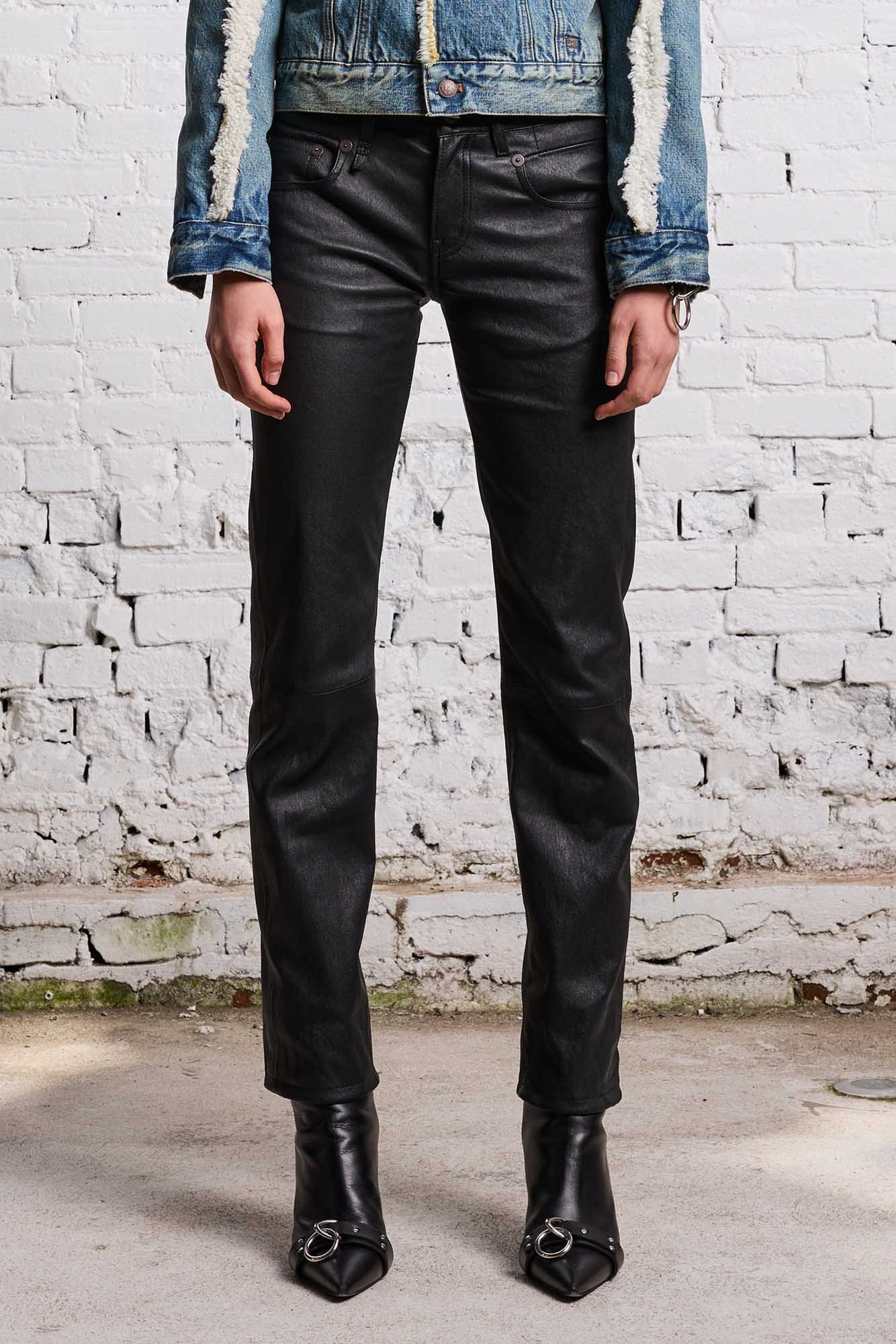 BOY STRAIGHT LEATHER PANT - BLACK - 4
