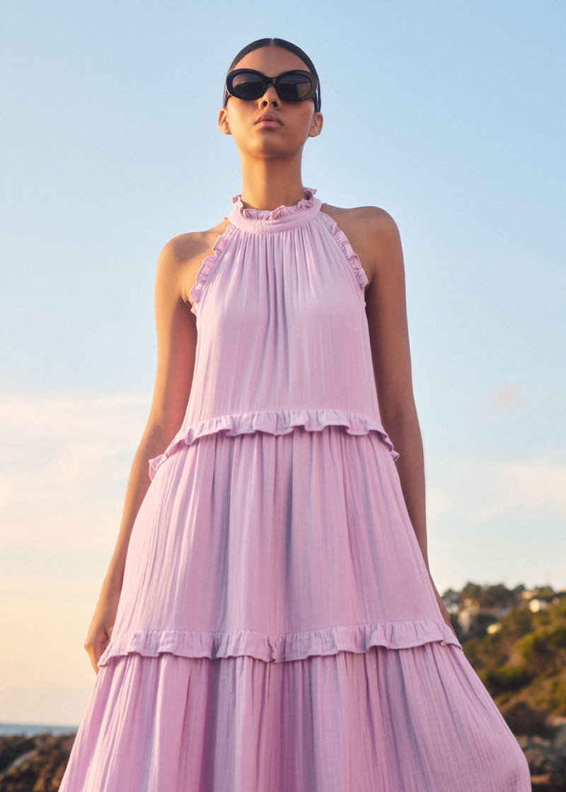 Cheesecloth Frill Full-Length Dress 1