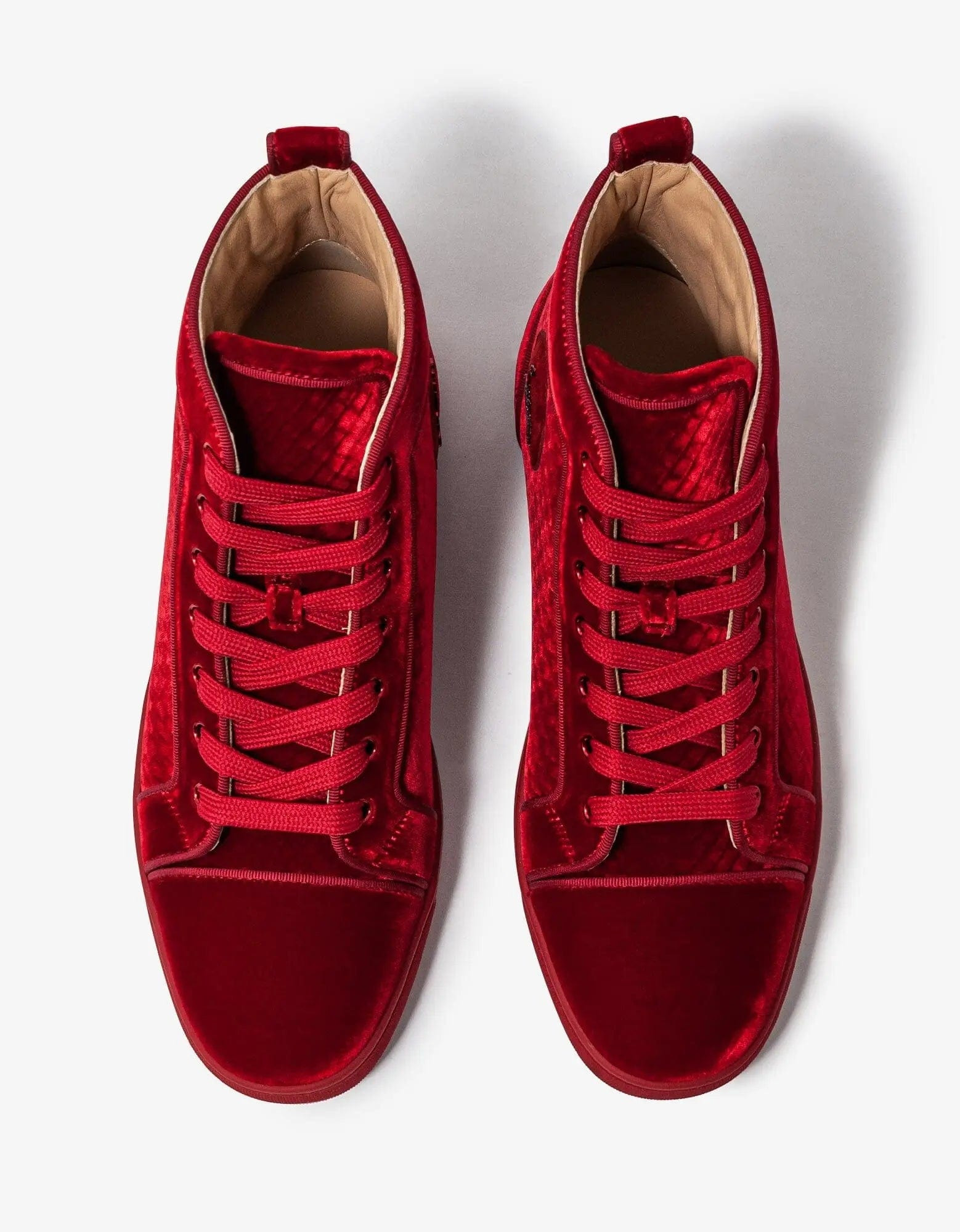Christian Louboutin Louis Orlato Red Velvet High Top Trainers - 5