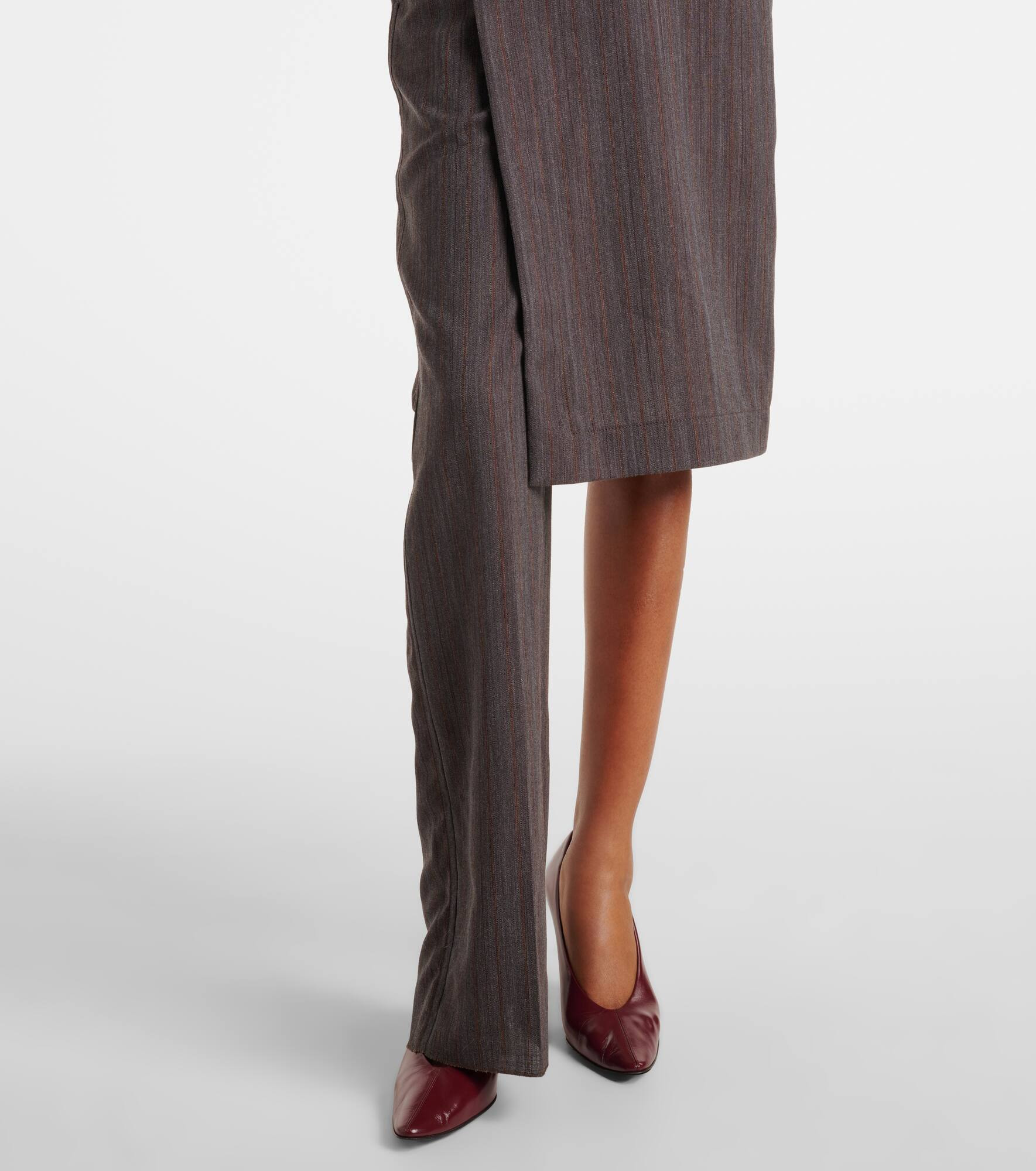 Asymmetric striped wool skirt pants - 5