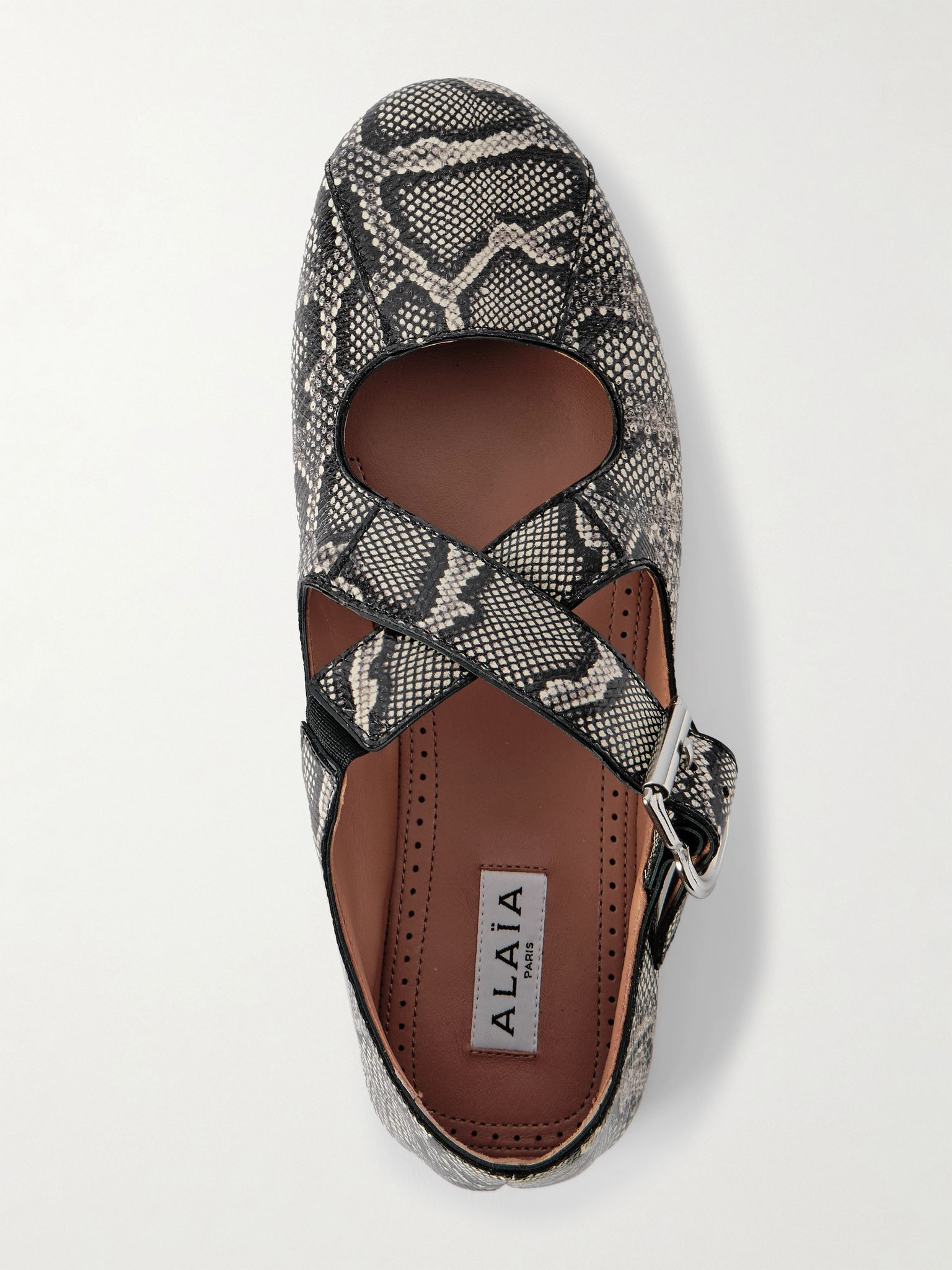 Criss Cross leather-trimmed snakeskin ballet flats Snake print - 5
