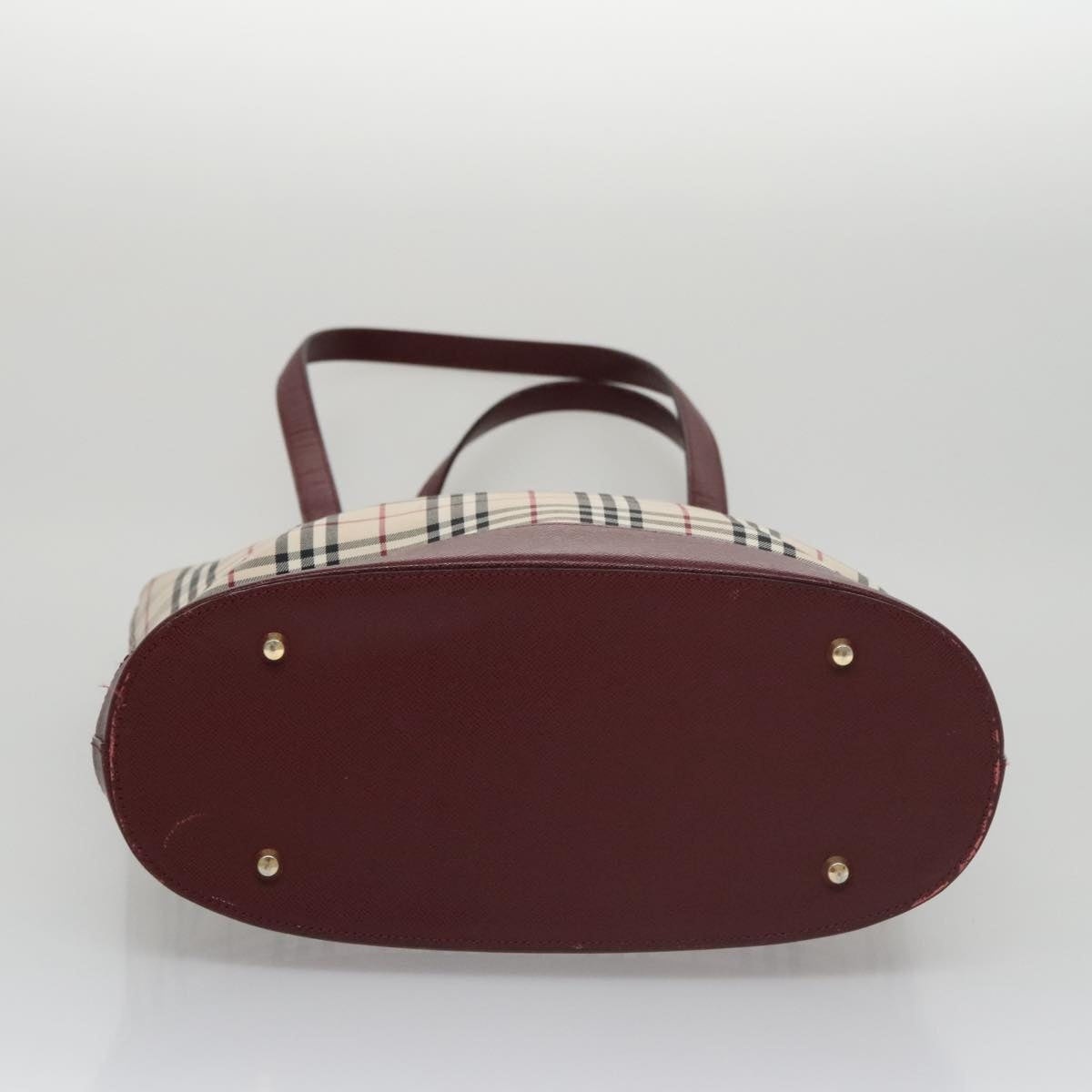 Burberry Nova Check Tote Bag Canvas Leather Gold Beige - 5