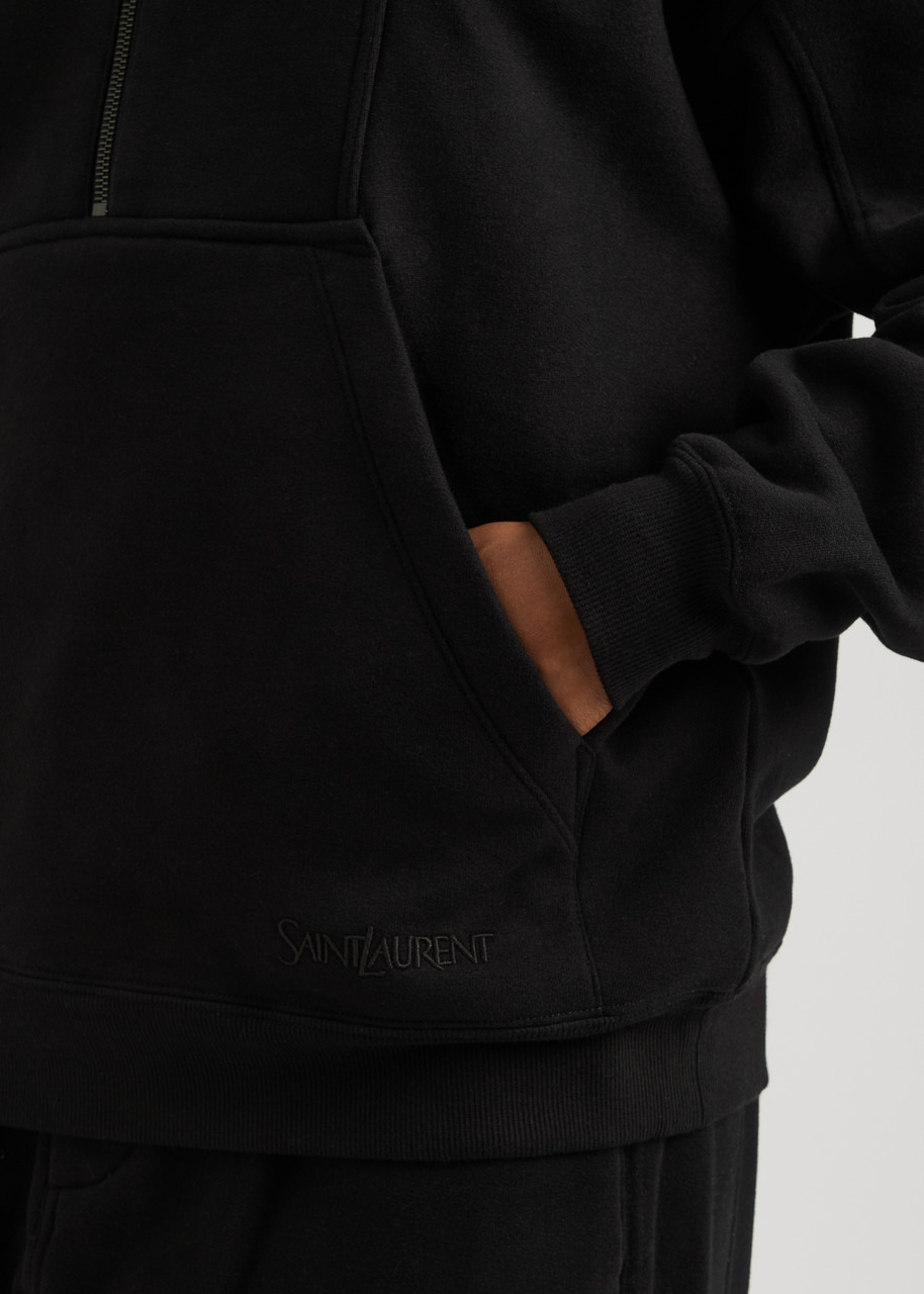 Saint Laurent Panelled Half-zip Hooded Cotton Sweatshirt - 5