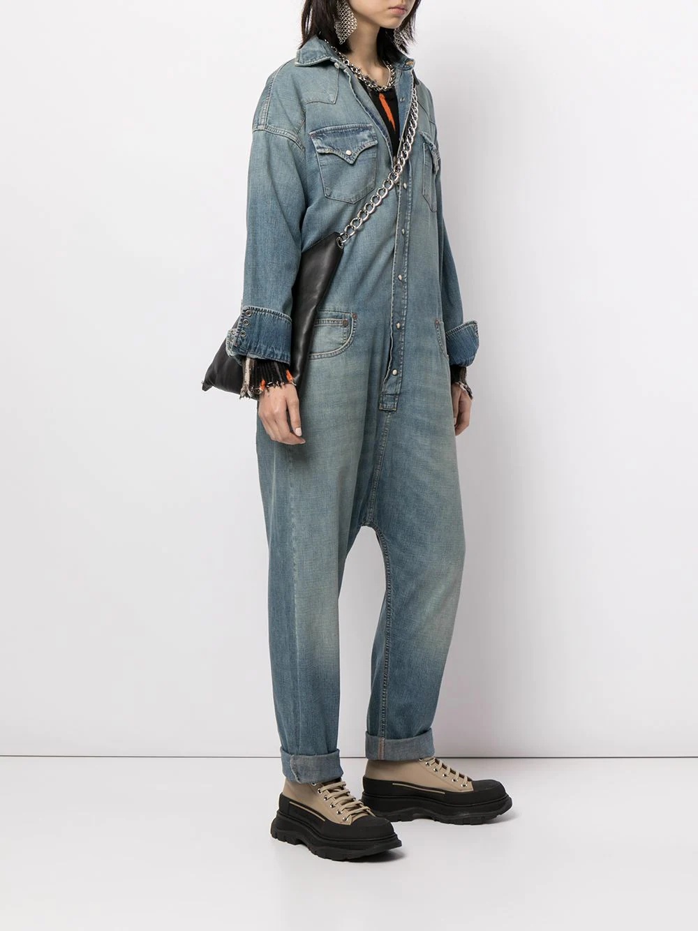 stonewashed denim jumpsuit - 4