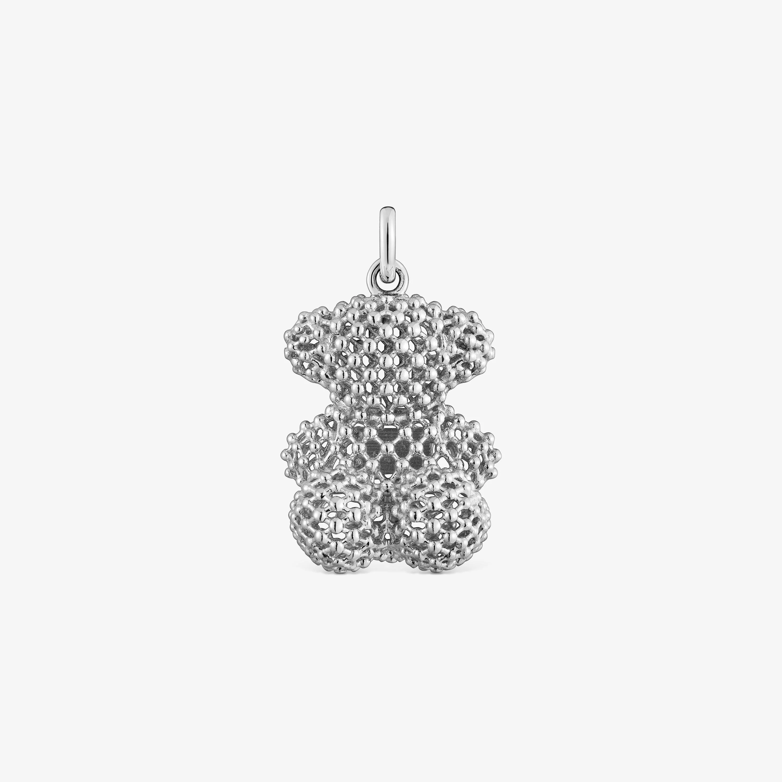 Medium texturized 18K white gold bear Pendant Bold Bear - 1